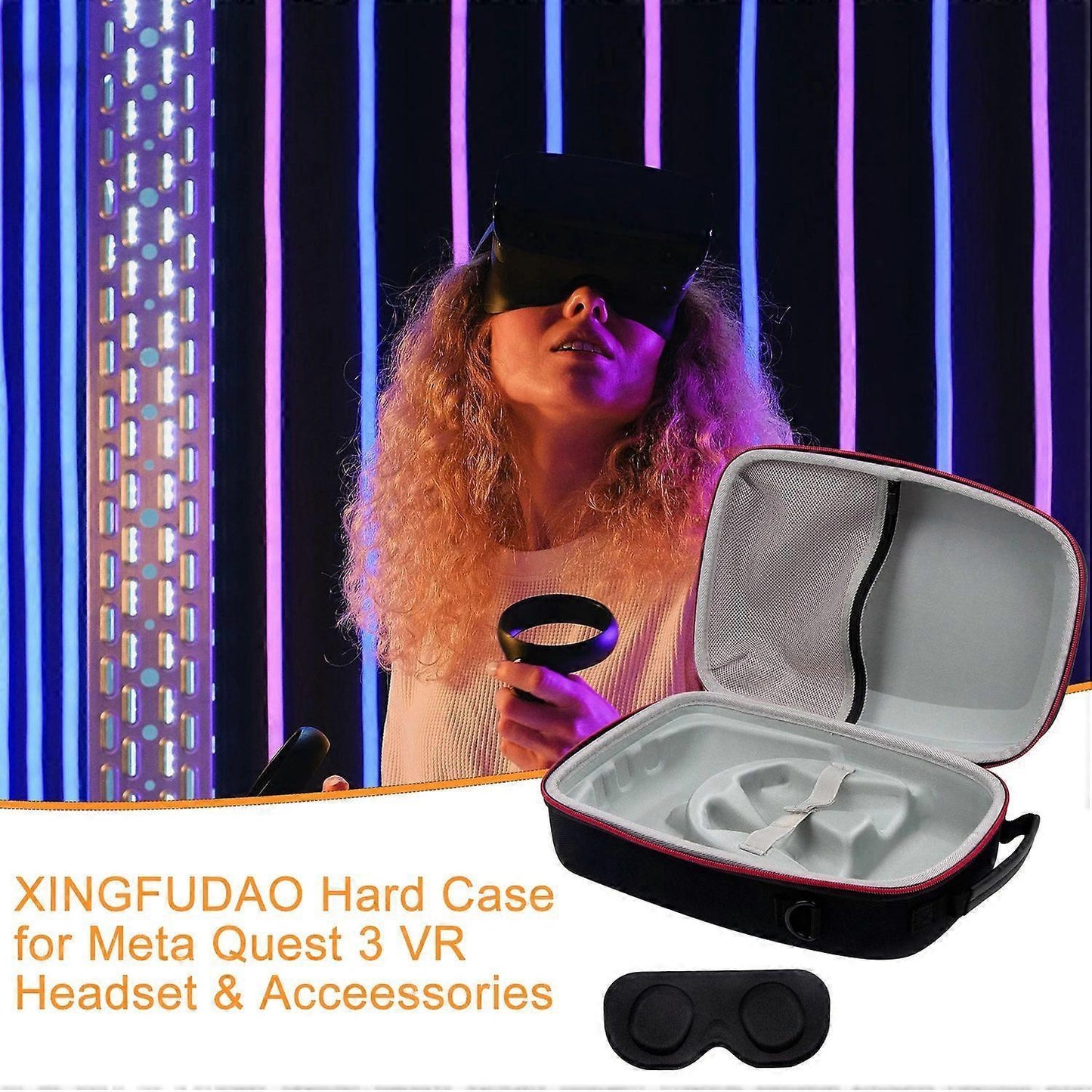 For Meta Quest 3 VR Headset Travel Hard Case EVA Storage Box+Eye Patch