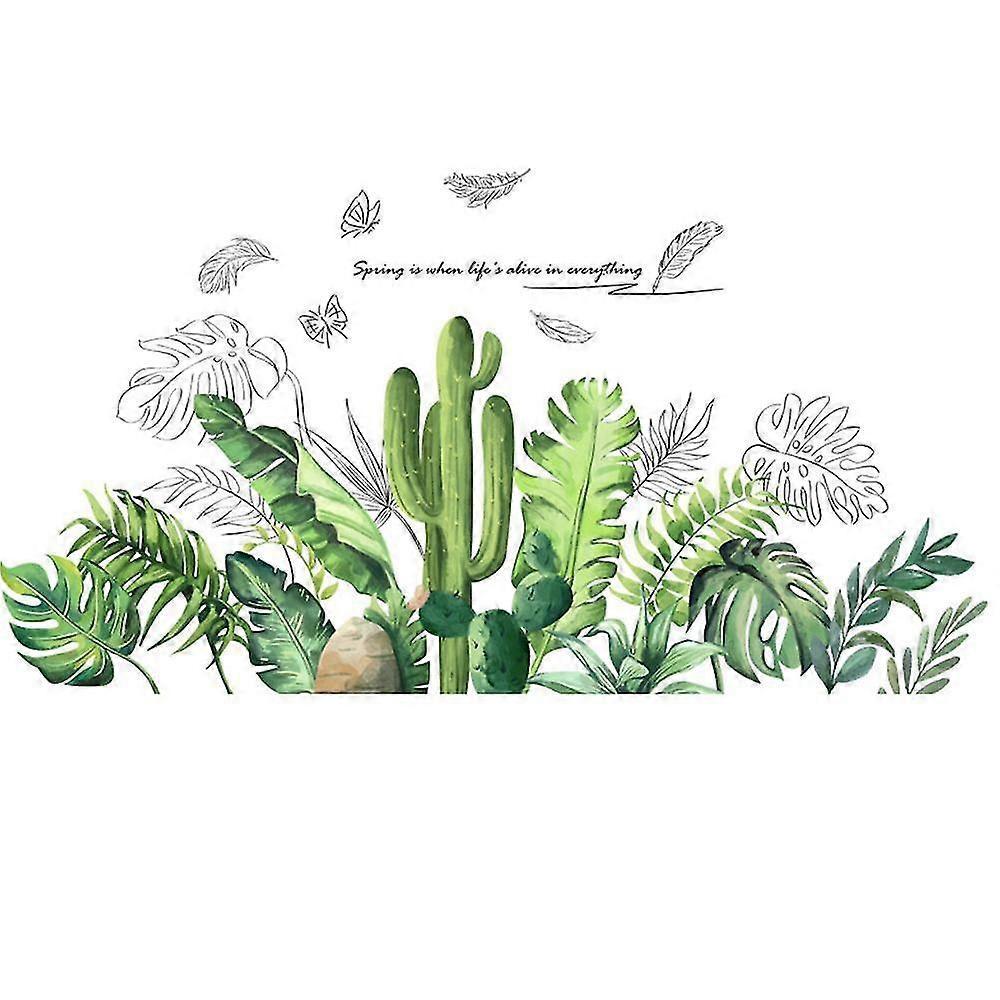 2 Pcs Wall Stickers Green Foliage Wall Stickers Mural Decals For Bedroom Living Room Wall
