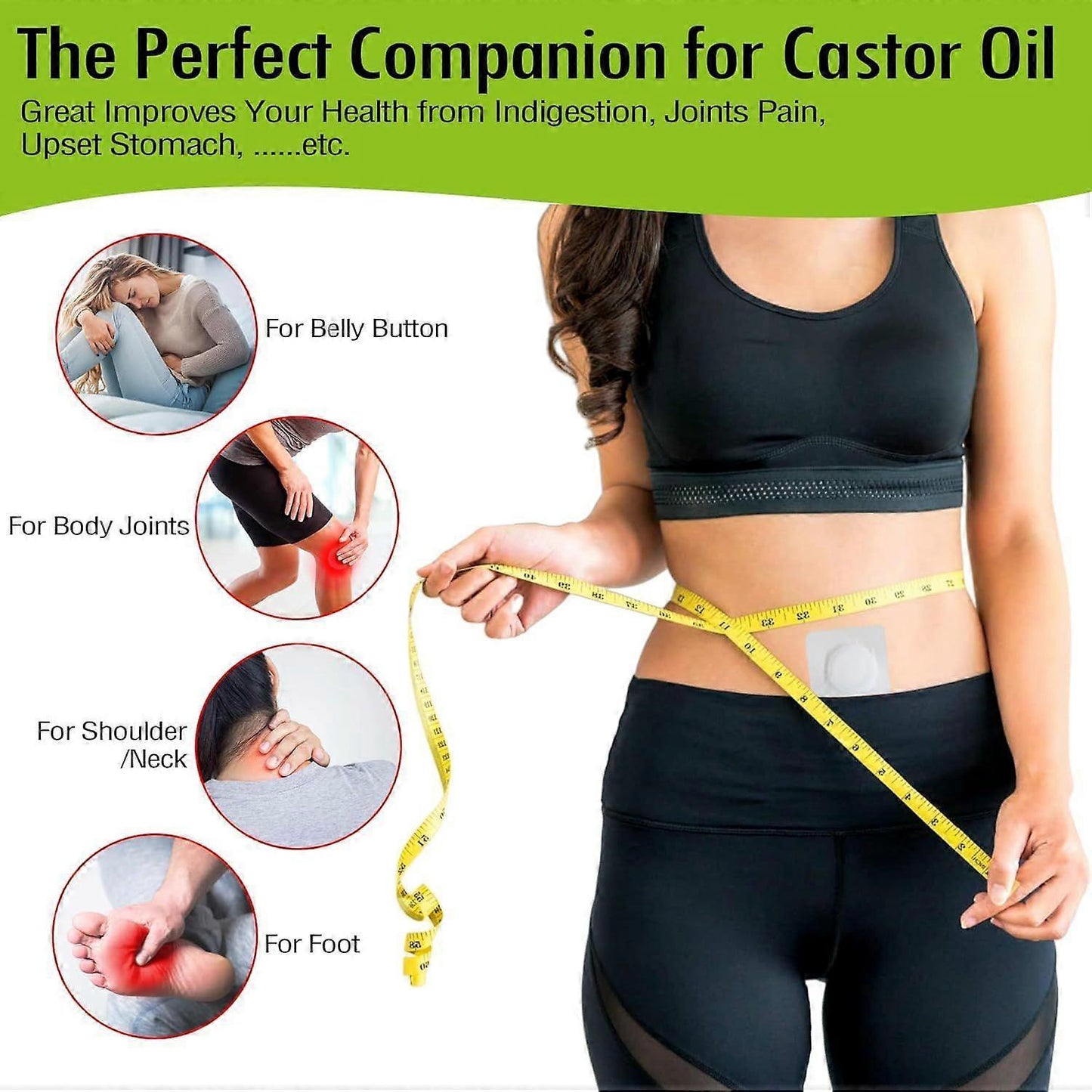 12PCS Hypoallergenic Castor Oil Pack Wrap for Belly Button, Disposable Castor Oil Wrap Pat