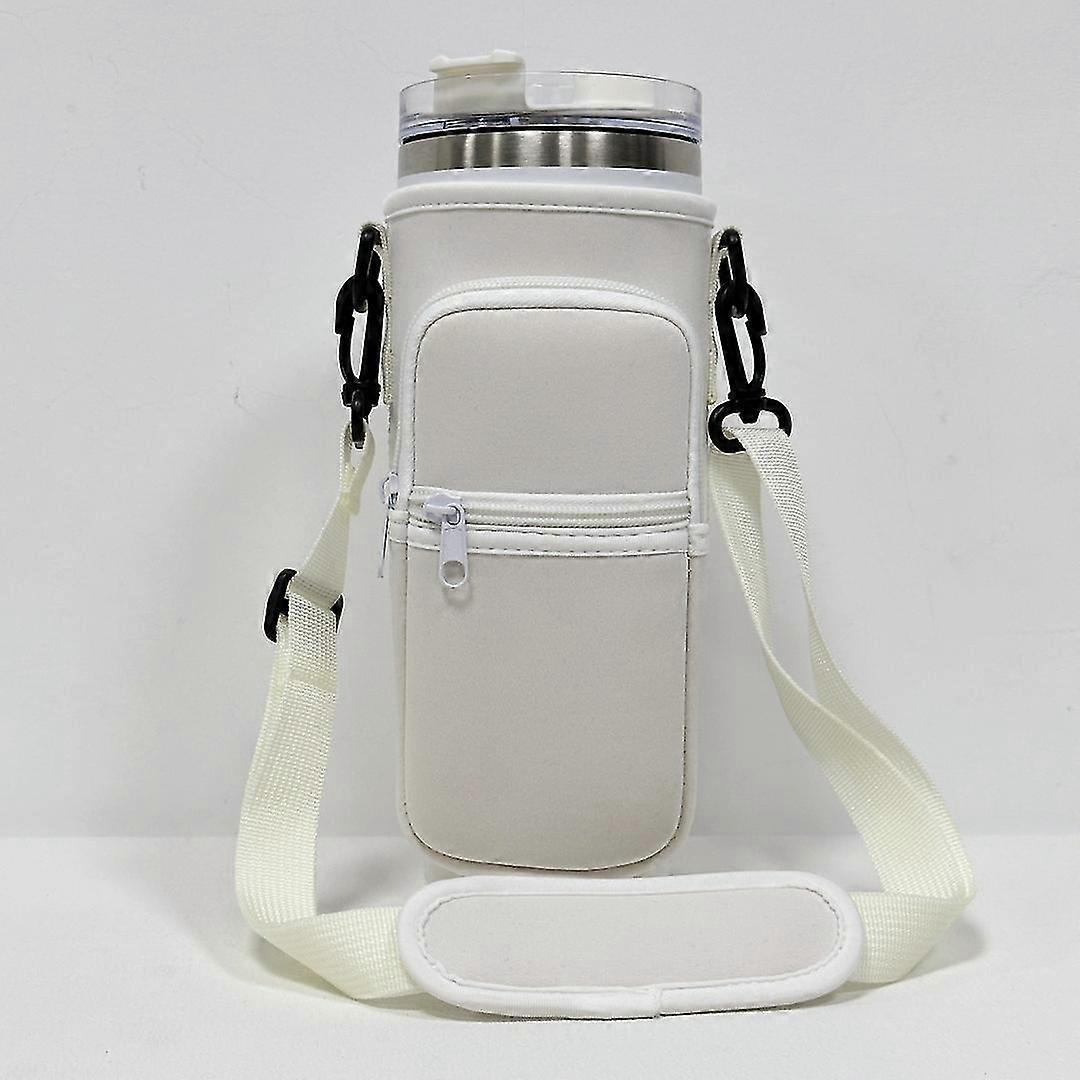 Water Bottle Carrier Bag with Phone Pocket for Stanley Cup 40 oz, Water Bottle Holder with Adjustable Strap& Straw Cover, Stanley Cup Accessories