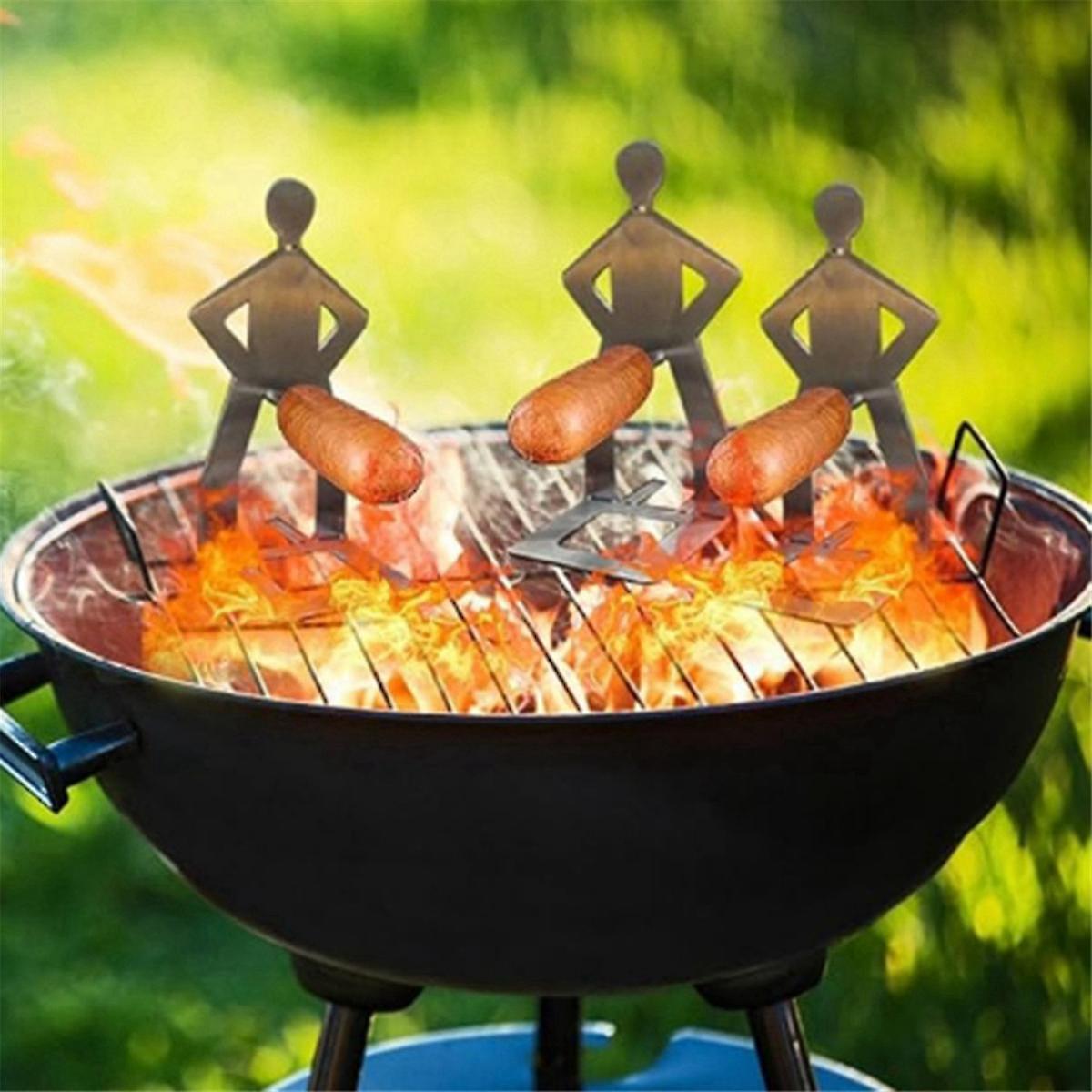 4PCS Funny BBQ Sausage Stand Holder - Portable Stainless Steel Roaster Rack