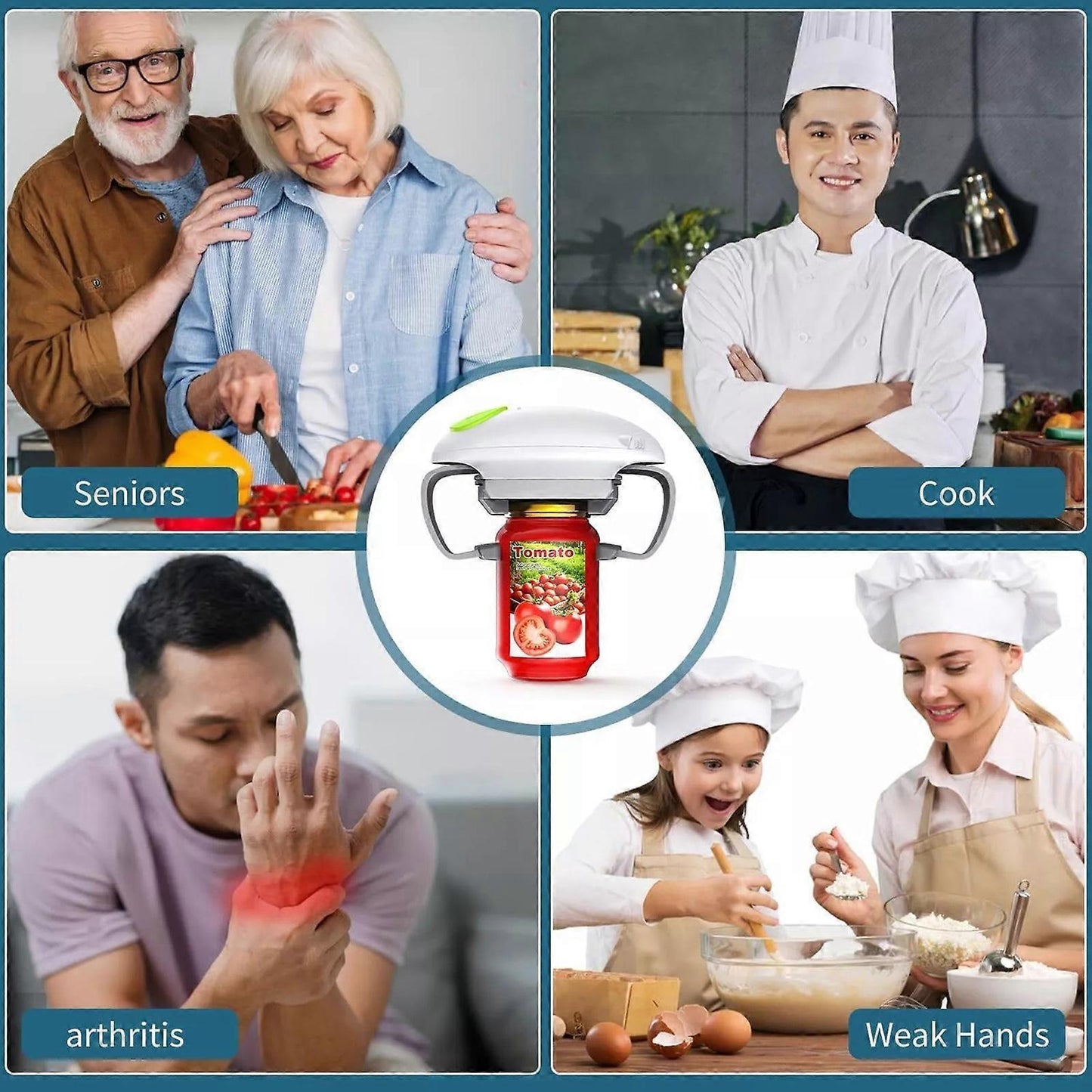 Electric Jar Opener - Automatic Opener for Seniors & Chefs