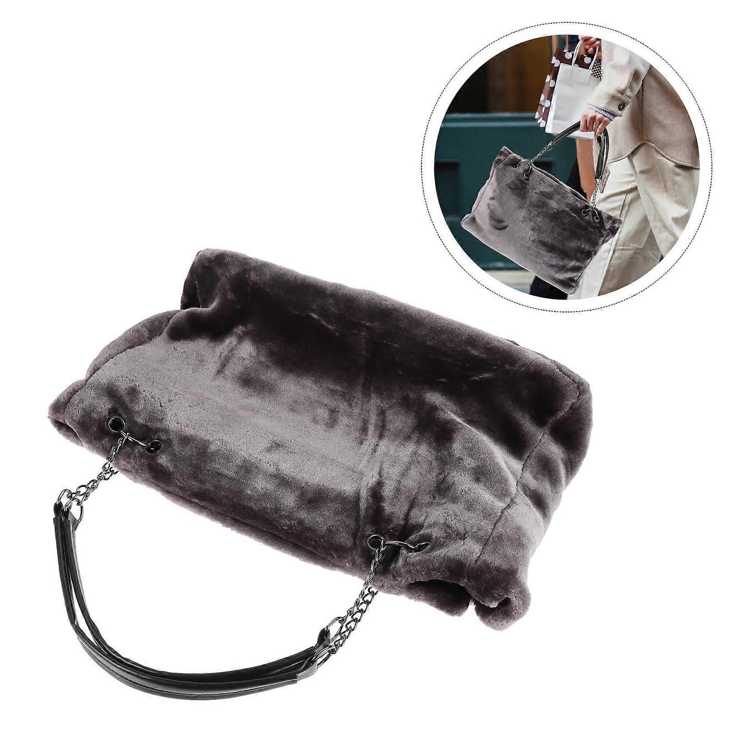 Women's Fuzzy Tote Bag Fluffy Plush Handbag Tote Purses