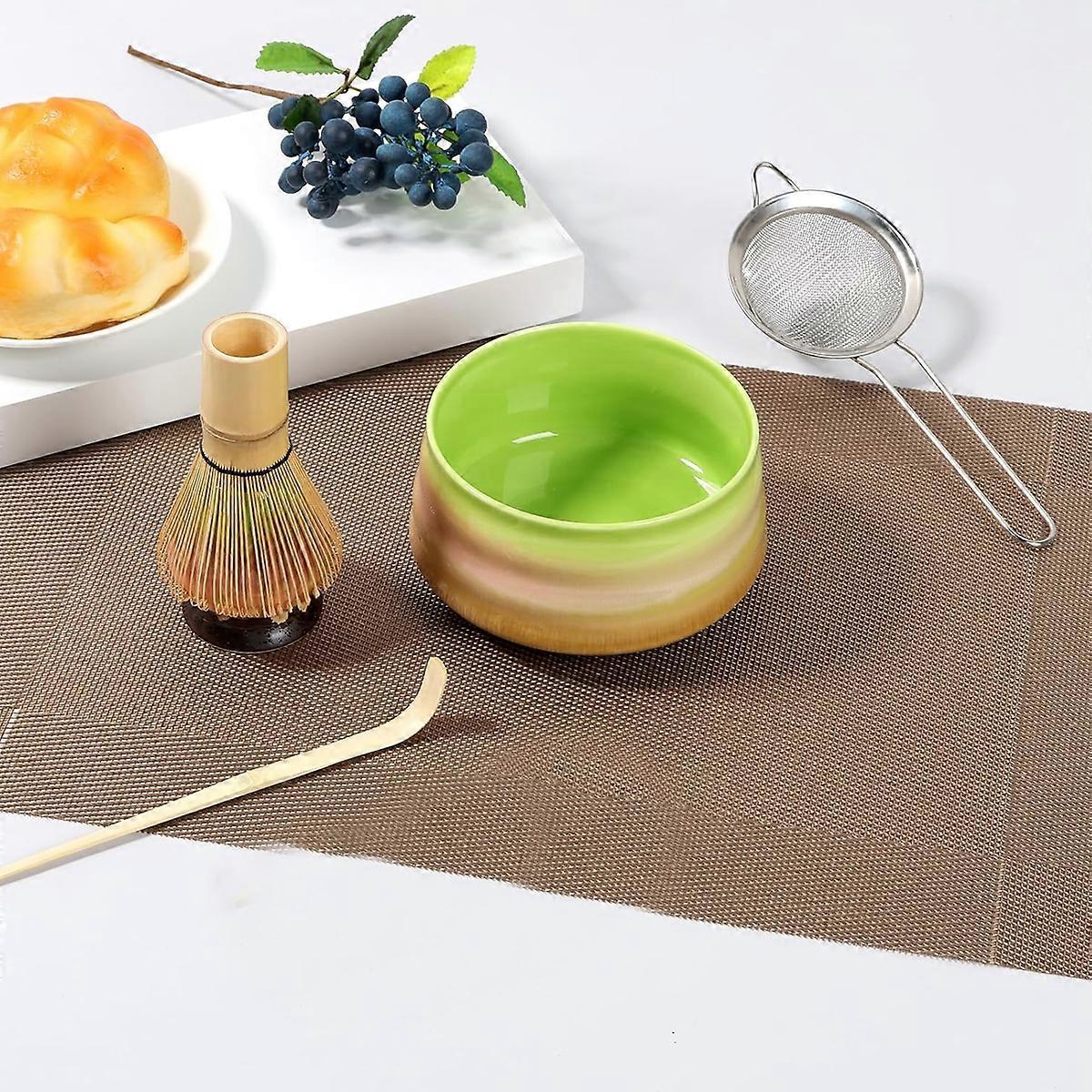 Matcha Kit (5pcs) - Bowl with Spout, Bamboo Whisk, Scoop, Holder, Stainless Sifter