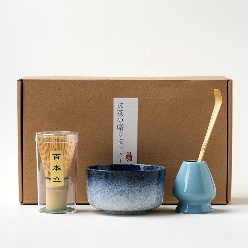 4pcs Matcha Ceremony Set - Bamboo Whisk, Traditional Utensils Kit for Gift/Home