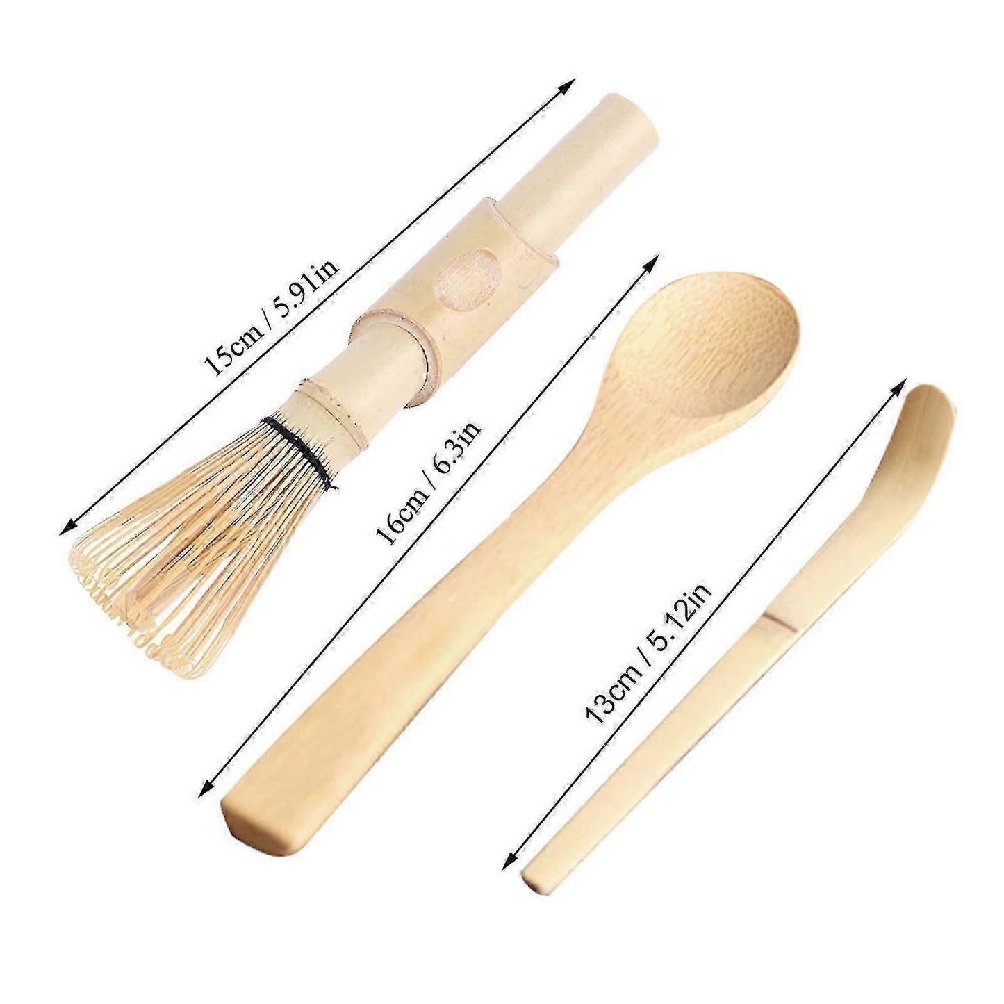 3pcs Bamboo Matcha Making Set - Whisk, Hooked Bamboo Scoop, Chashaku, Teaspoon