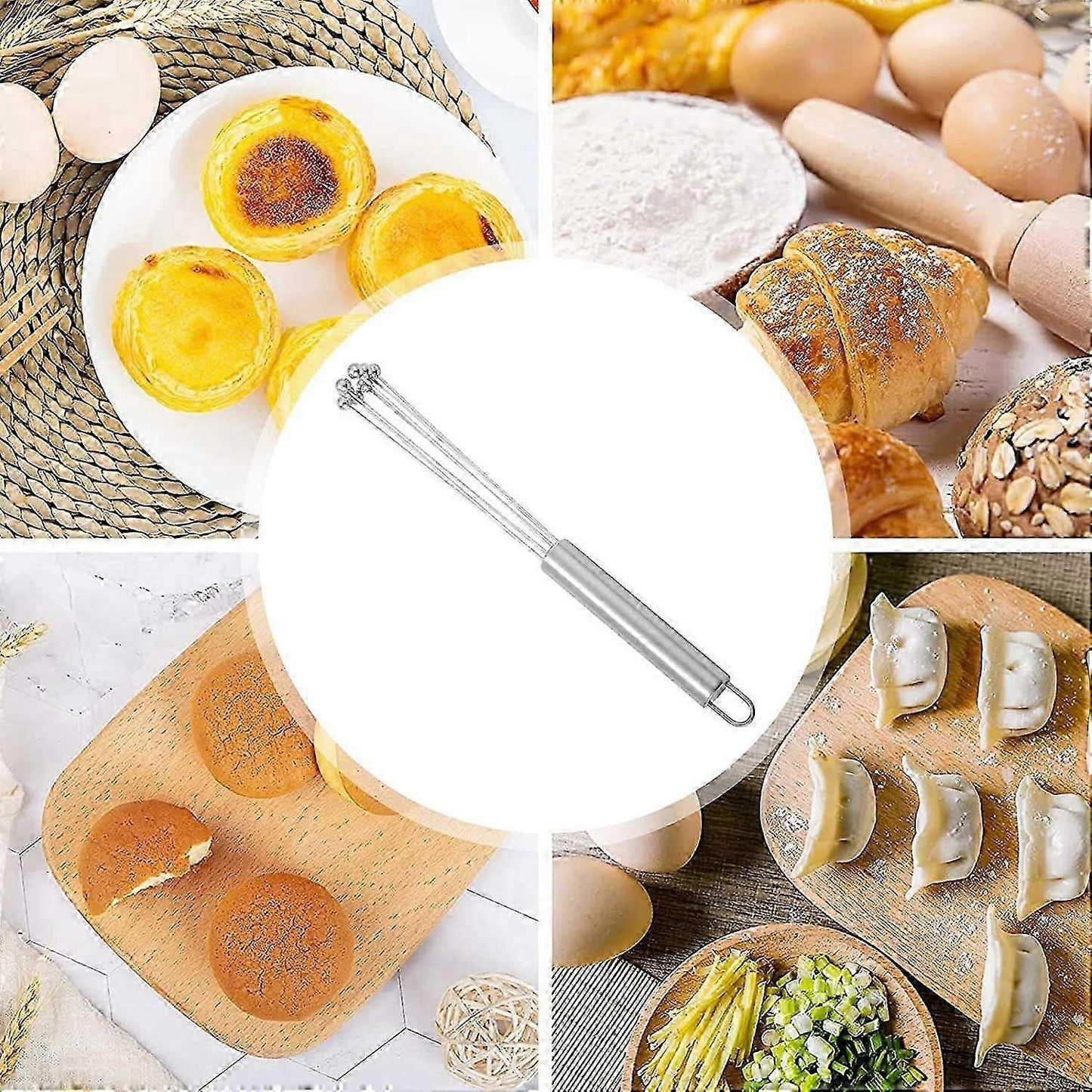Stainless Wire Egg Whisk - 12inch Kitchen Broom for Mixing, Beating, Cooking
