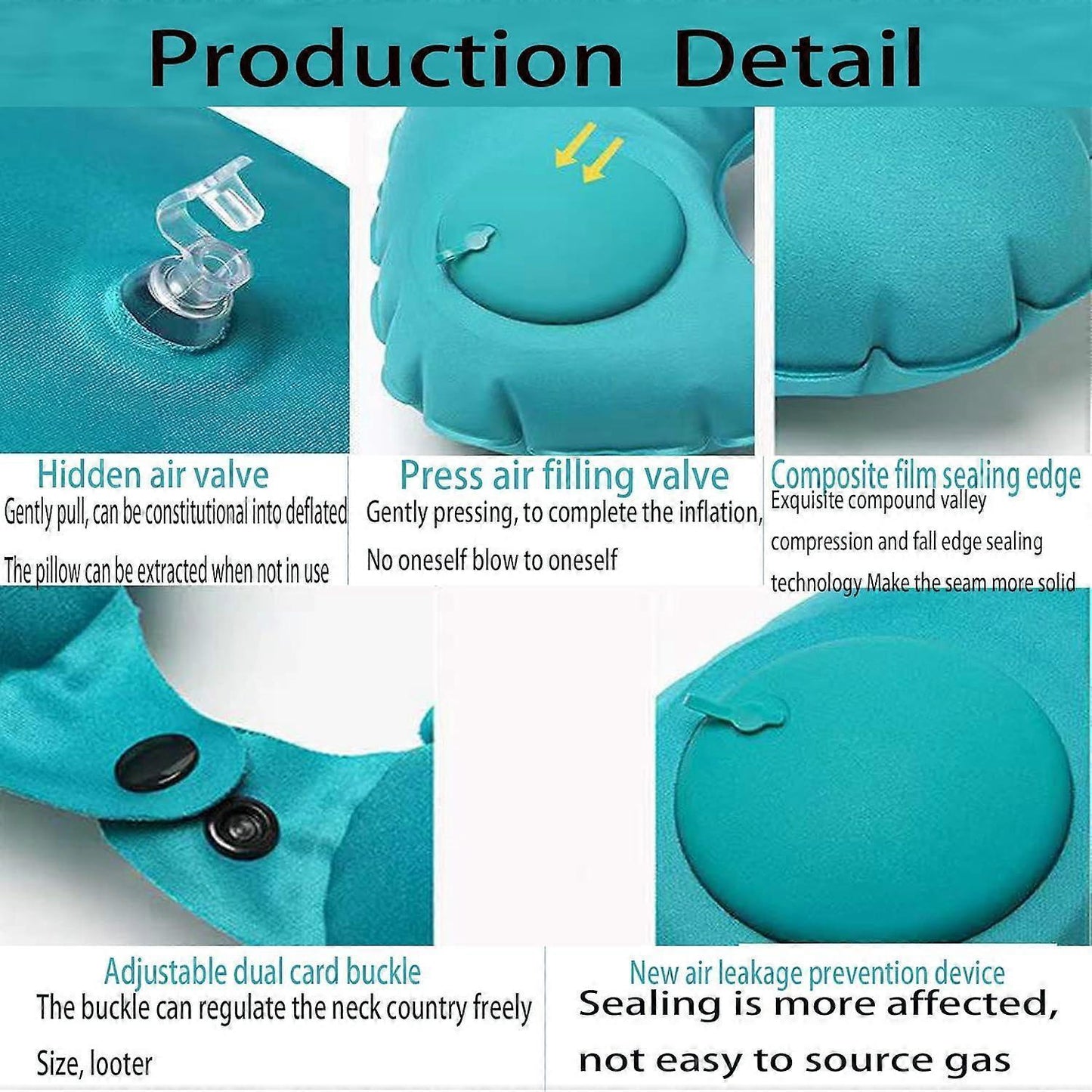 U-Shaped Inflatable Travel Neck Pillow - Soft Velvet Air Pillow for Flights,Car,Office