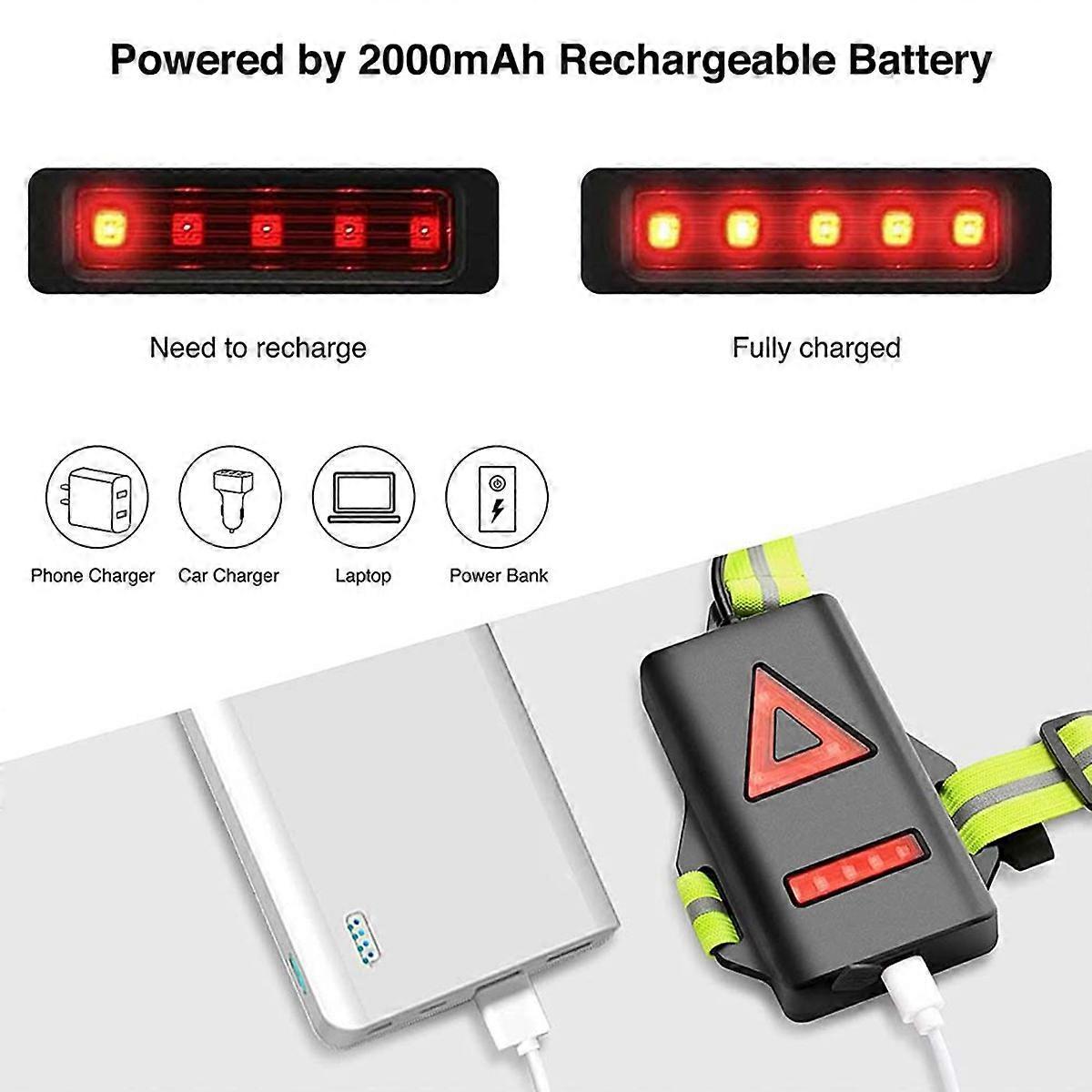 LED Chest Light with Reflective Vest, Night Running Gear with Rechargeable Battery