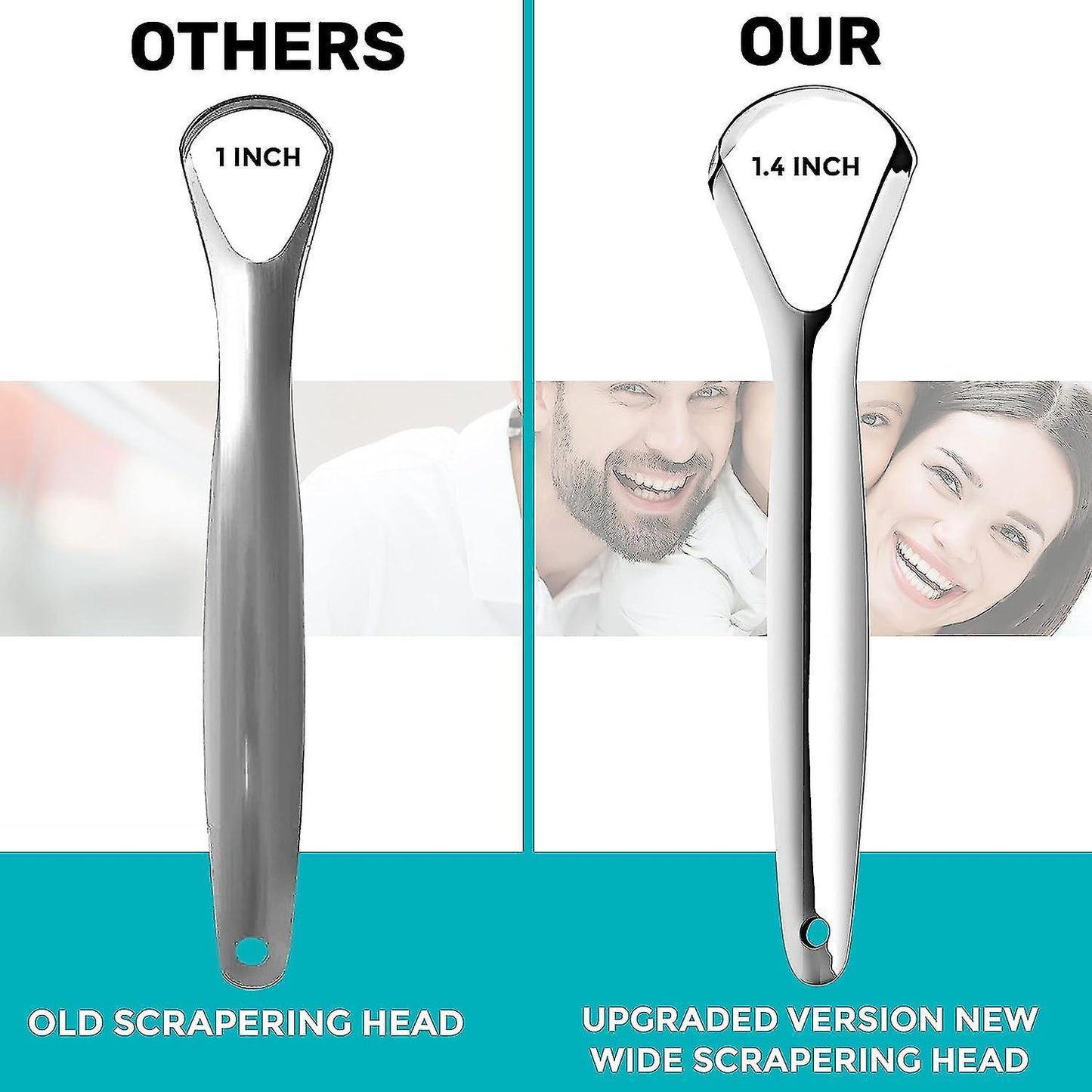 2PCS Medical Grade Stainless Steel Tongue Scrapers, Metal Tongue Cleaner for Adults