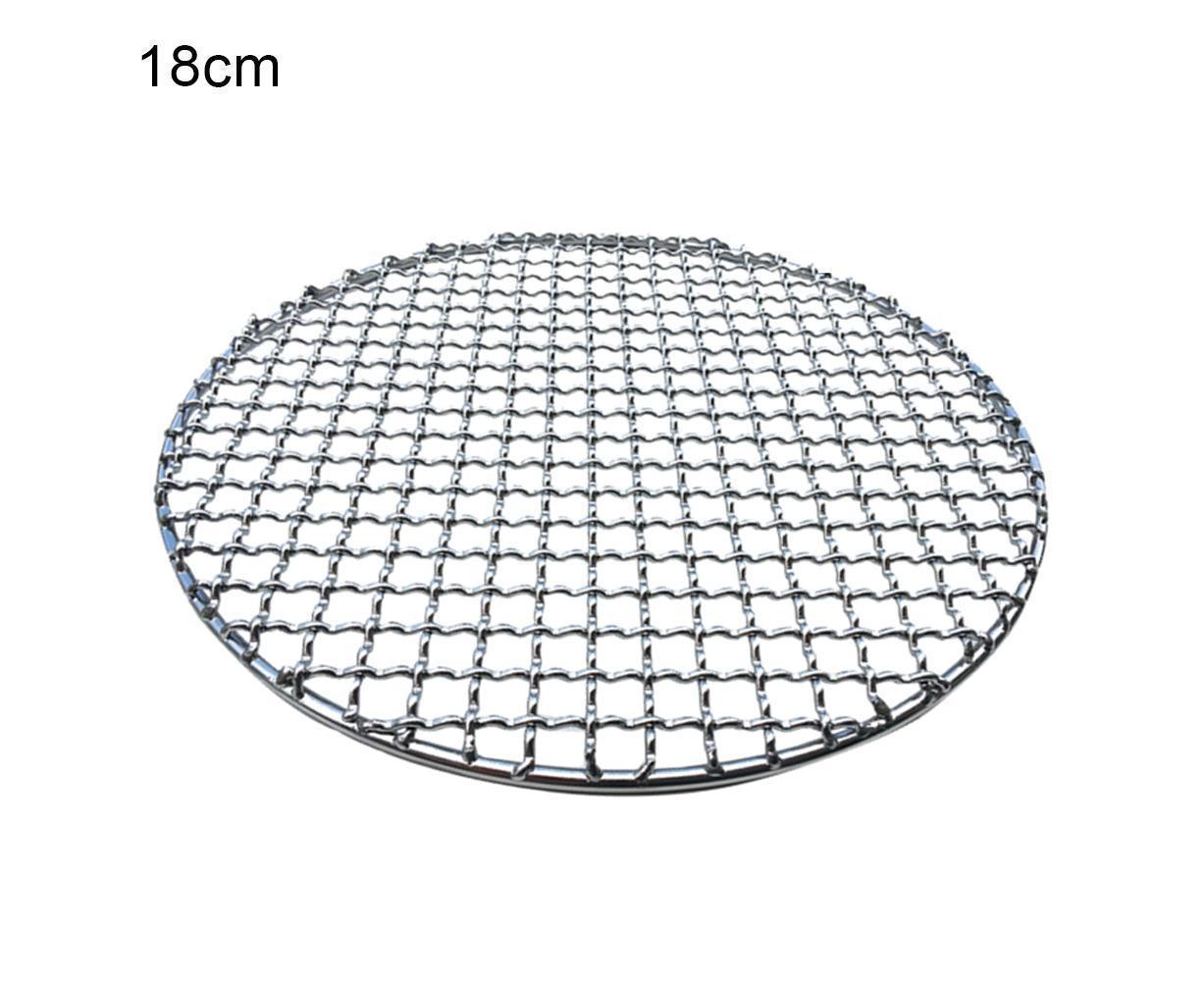Round Stainless Steel BBQ Grill Roast Mesh Net Non-stick Barbecue Baking Pan-20cm
