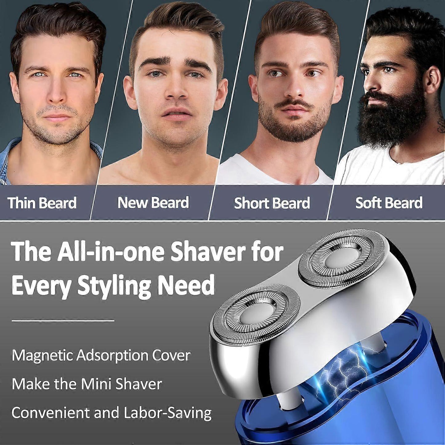 USB Portable Beard Shaver for Men, Mini Cordless Electric Razor