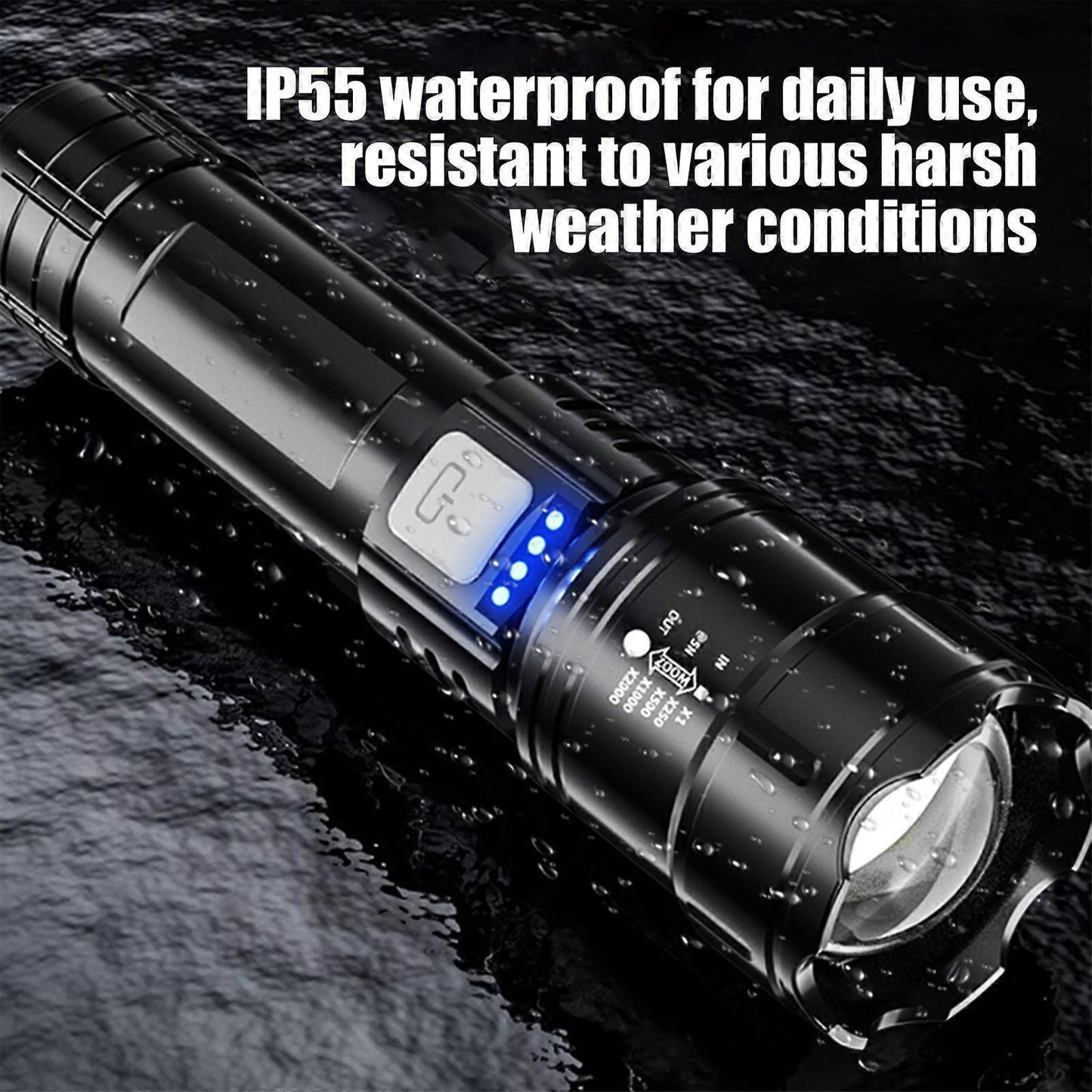 Super Bright Rechargeable Flashlight Zoomable with Multiple Modes Battery Powered