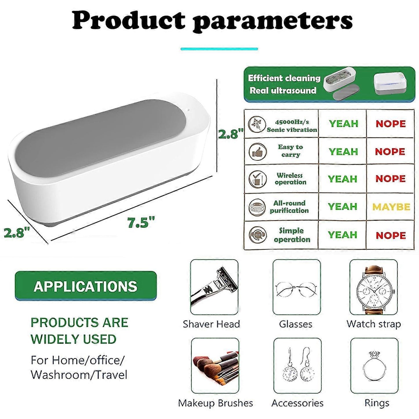 45kHz Ultrasonic Jewelry Cleaner for Silver, Retainers, Eyeglasses & Coins