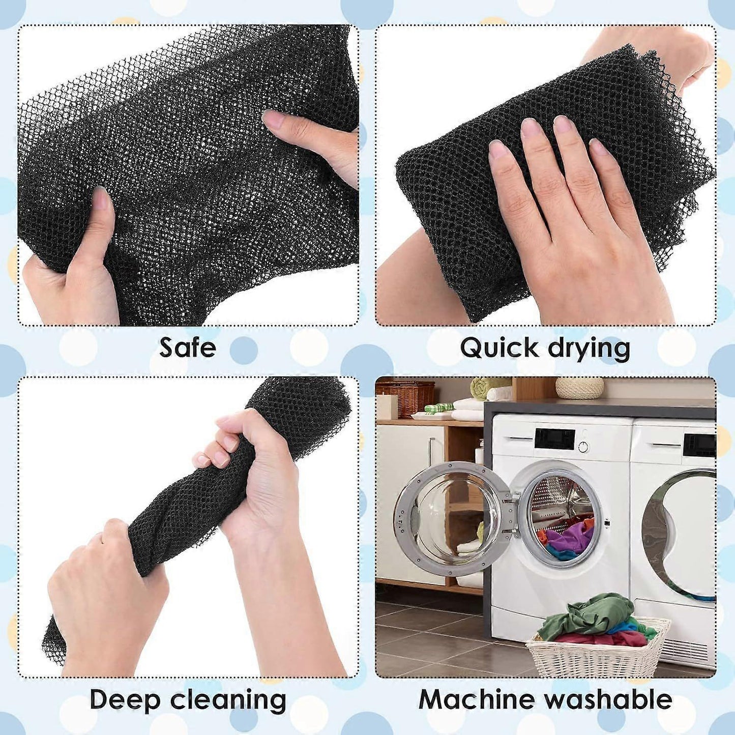 African Long Net Bath Sponge, Exfoliating Shower Body Scrubber