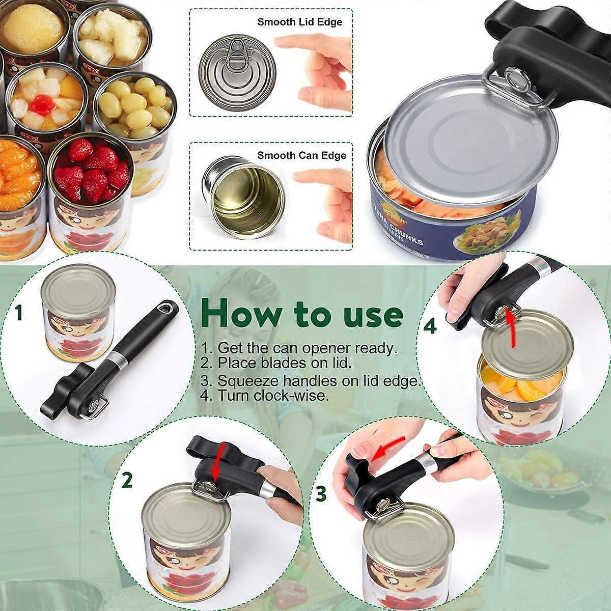 Manual Secure Can Opener, Side Cut Design, For Restaurants & Camping Use