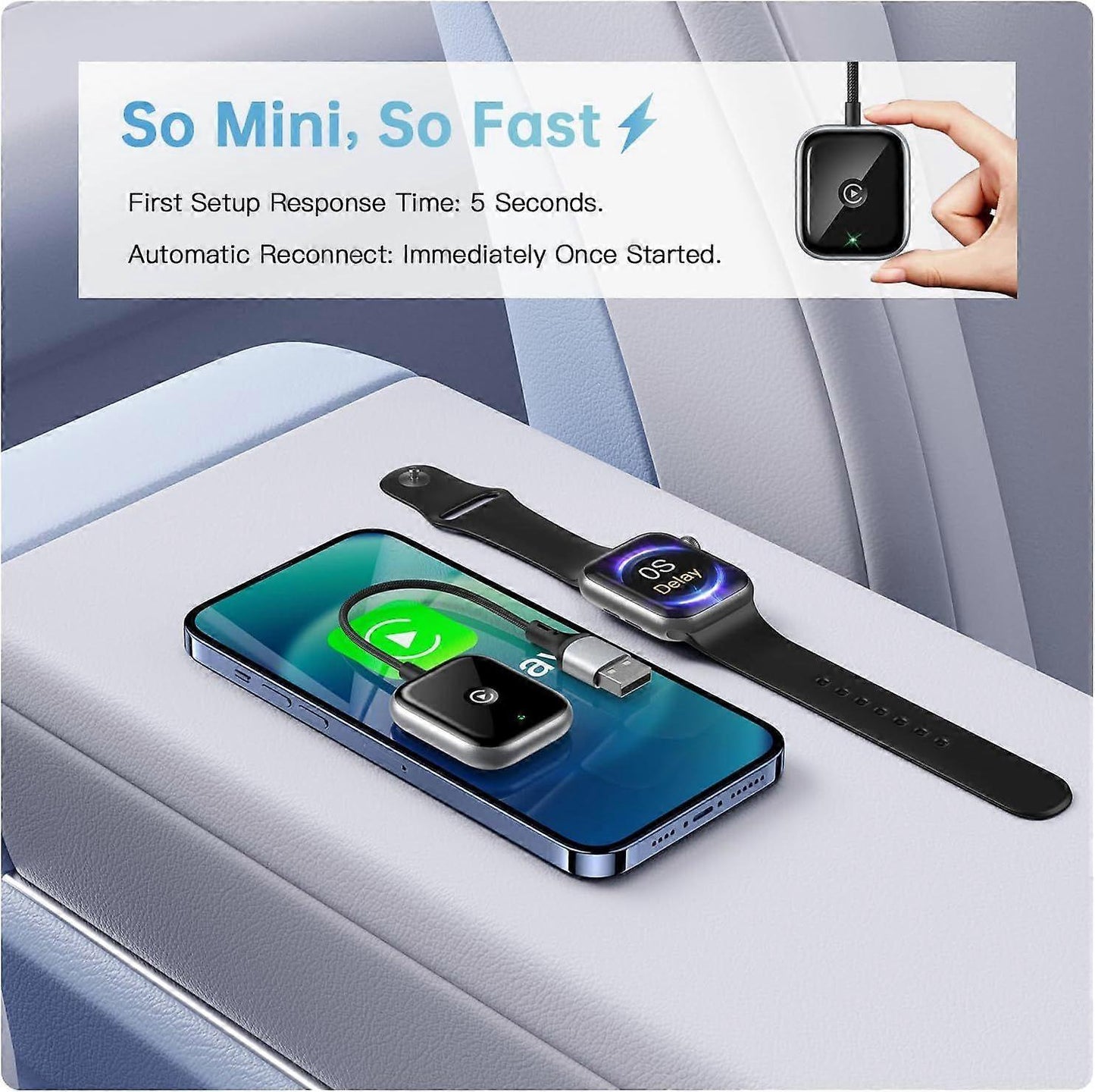 Wireless CarPlay Adapter for Apple CarPlay, Easy Wired to Wireless Upgrade
