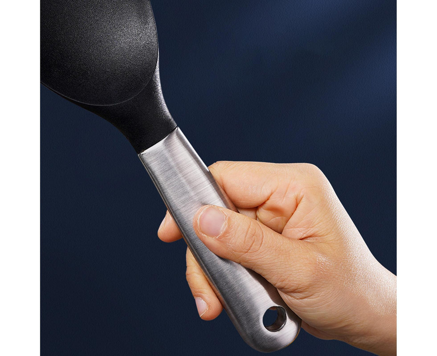 Scoop Thickened Anti-slip Stainless Steel Practical Rice Spoon for Kitchen-Black