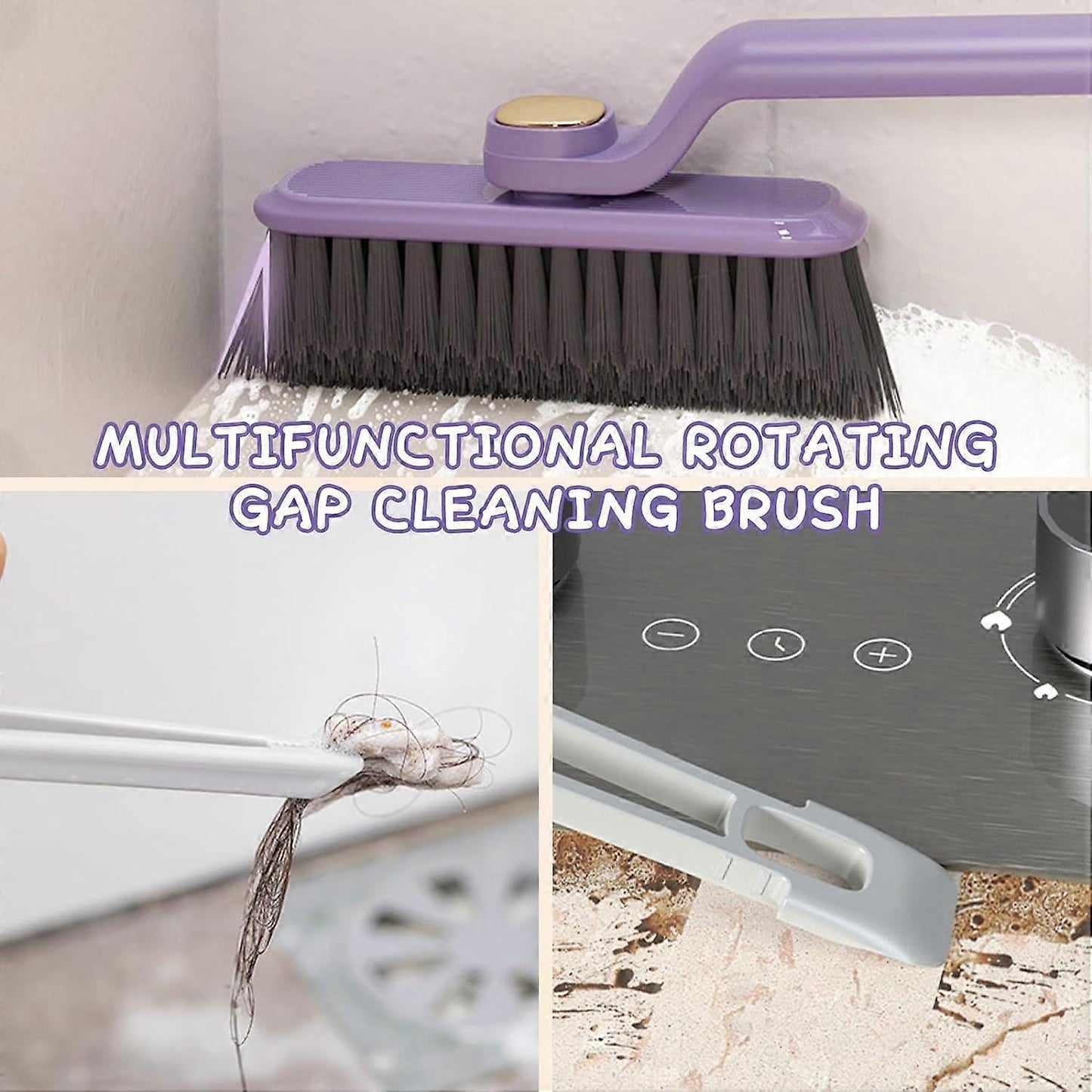 Rotating Crevice Cleaning Brush for Windows & Bathroom Gaps