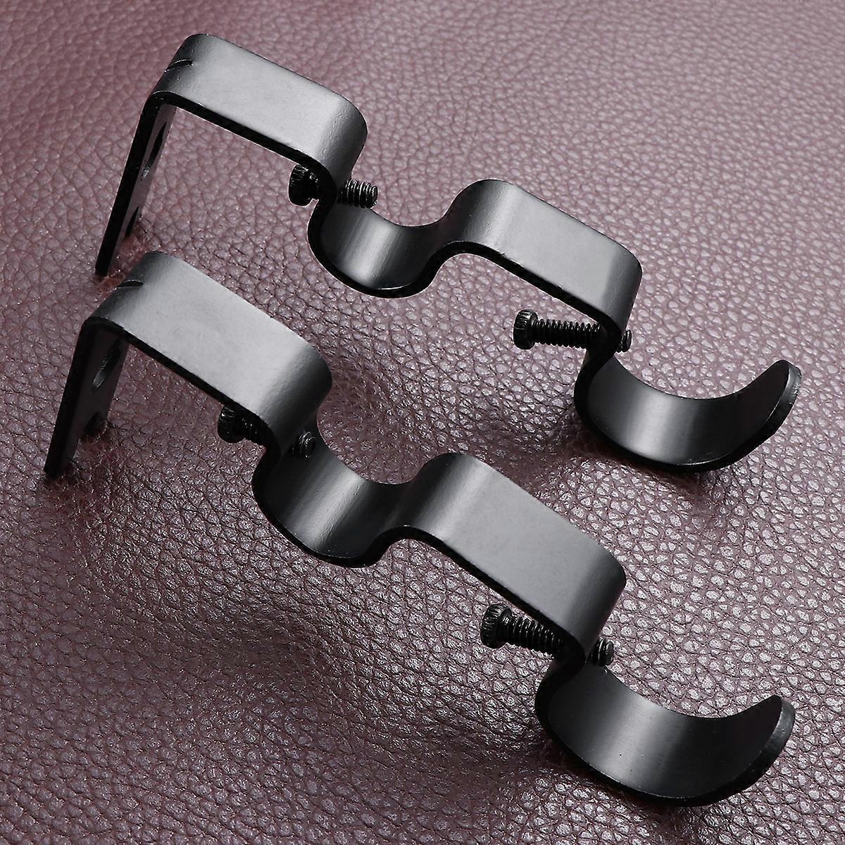 2pcs Tension Curtain Rods, Black & White with Brackets & Holders