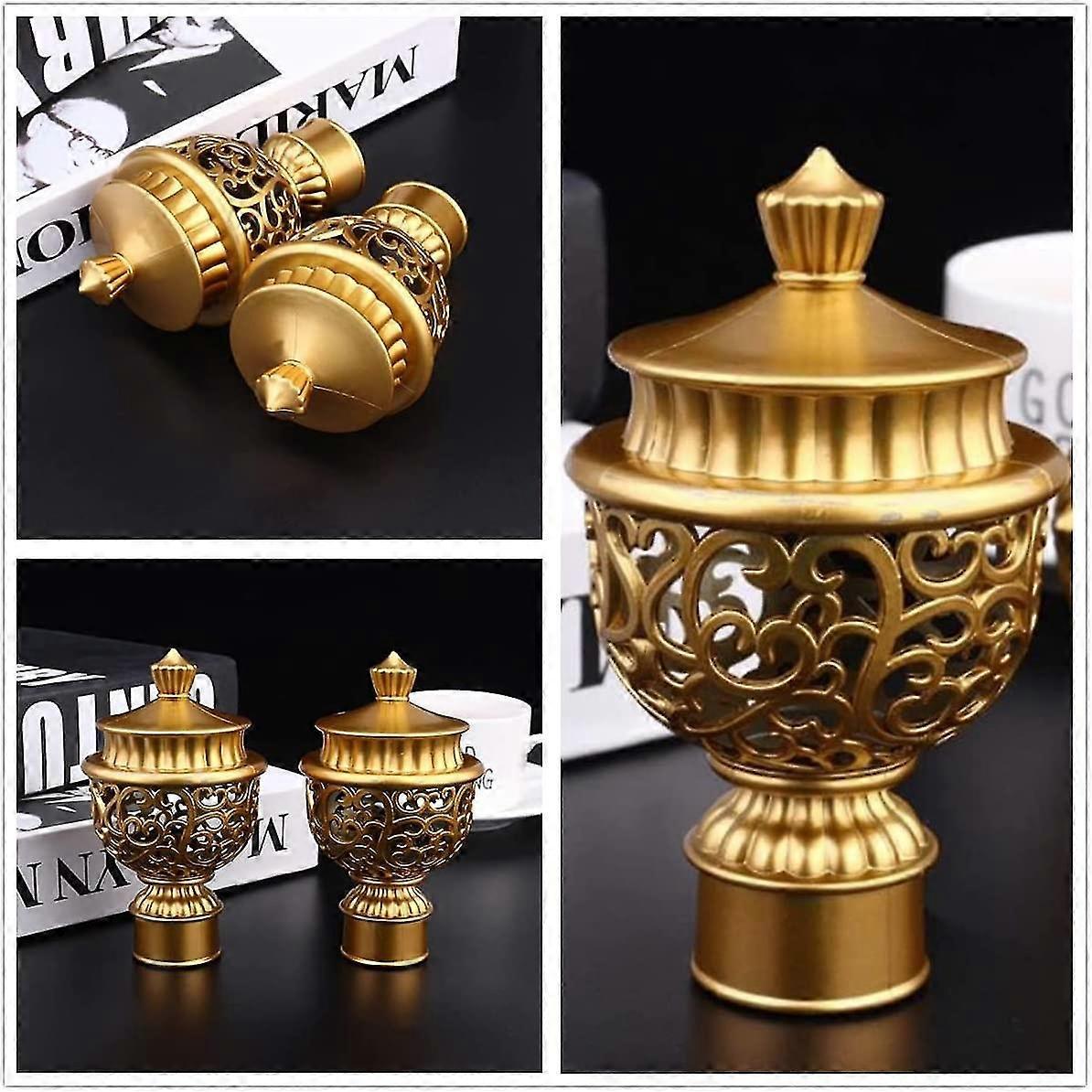 2pcs Curtain Rod Finials, Hollow Decorative End Caps