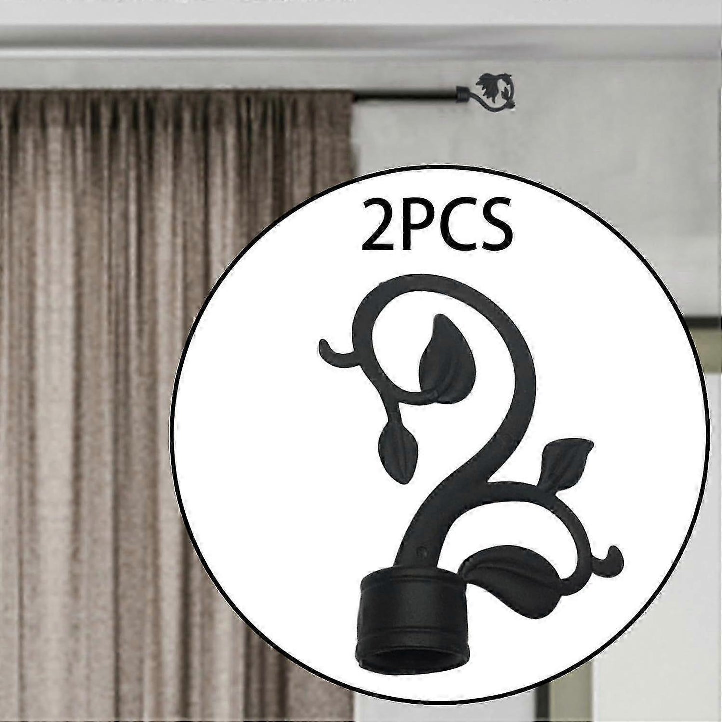 2pcs Curtain Rod Finials for 28mm Rods, Decorative Ends