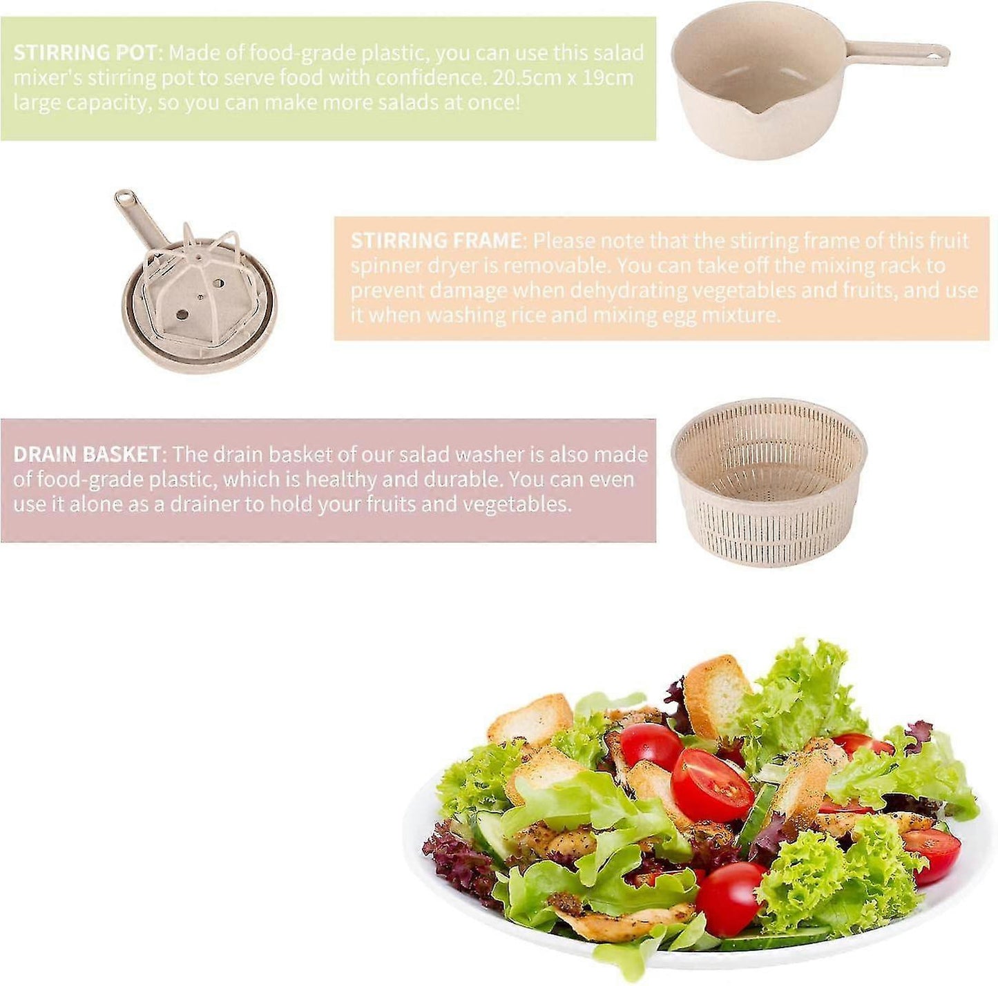 Progressive Salad Spinner with Long Handle, Veg & Fruit Washer