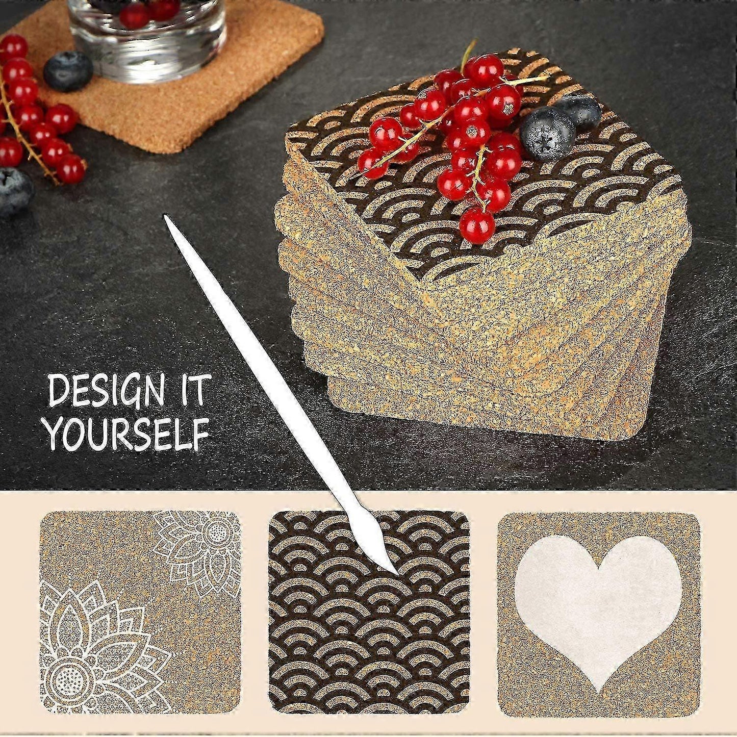 20pcs Round Cork Drink Coasters for Glasses