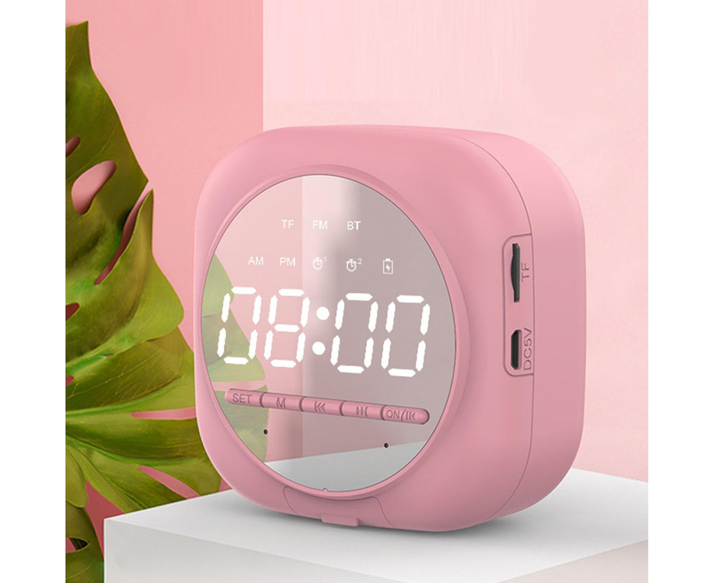 Q12 Bluetooth-compatible 5.0 Multifunctional Alarm Clock Subwoofer Speaker Support TF Card - White