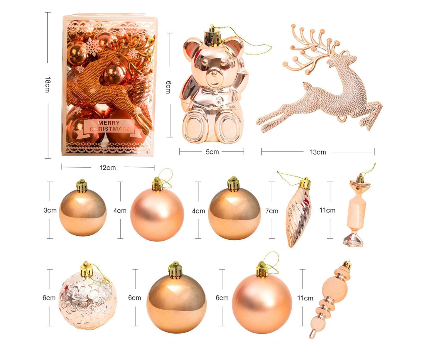 30Pcs Xmas Tree Balls Party Supplies-Rose Gold