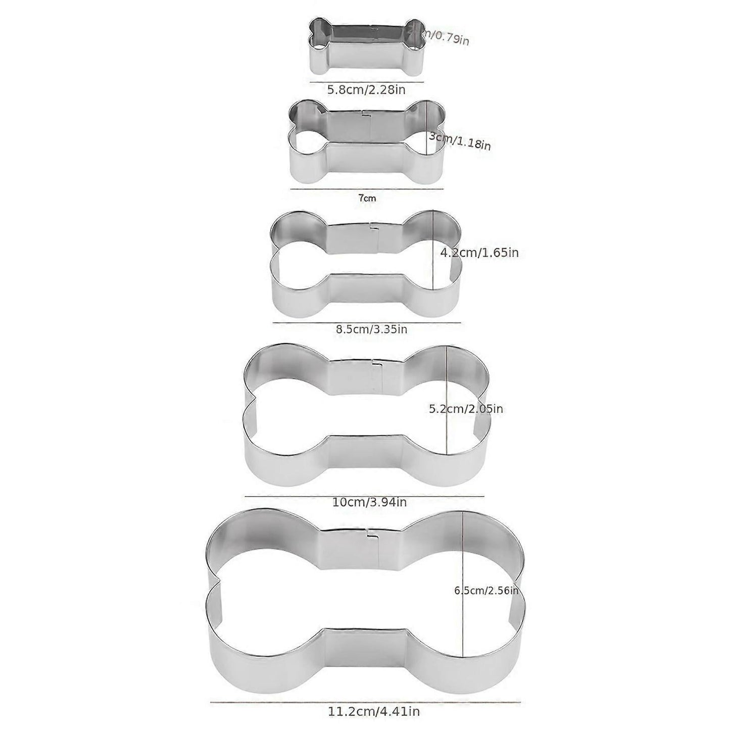 5pcs Stainless Steel Cookie Cutter Molds Dog Bone Sandwich Cutters Set