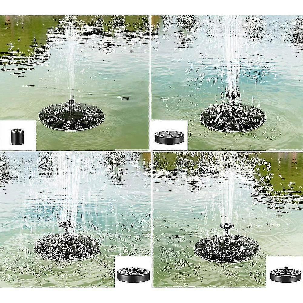 Solar Water Fountain with Nozzles Outdoor Garden Decor