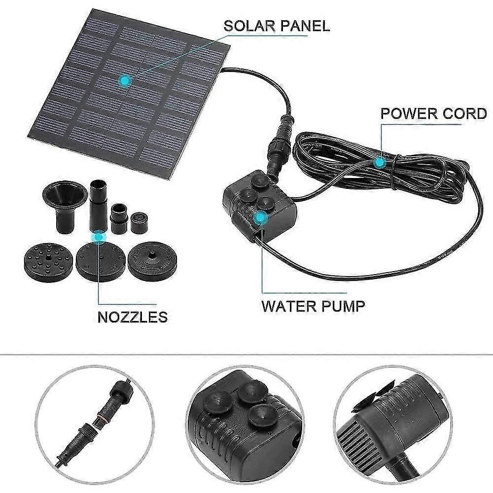 Circle Solar Fountain Pump with 6 Nozzles Water Feature