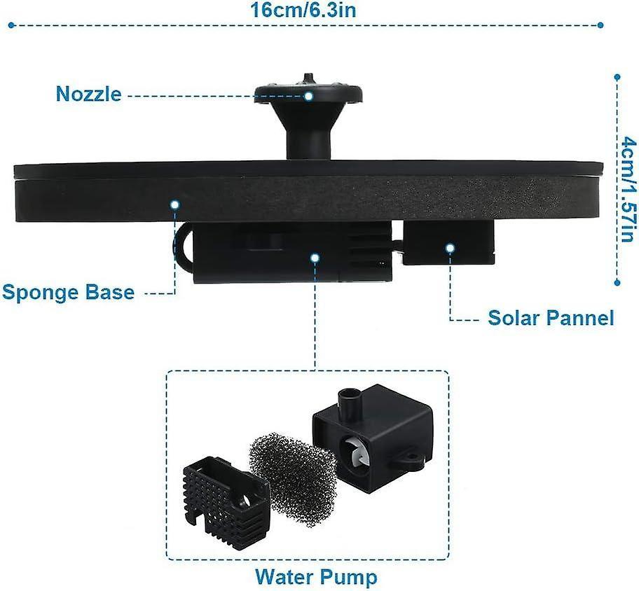 1.4W Solar Fountain Pump with 6 Spray Styles Garden Water Feature