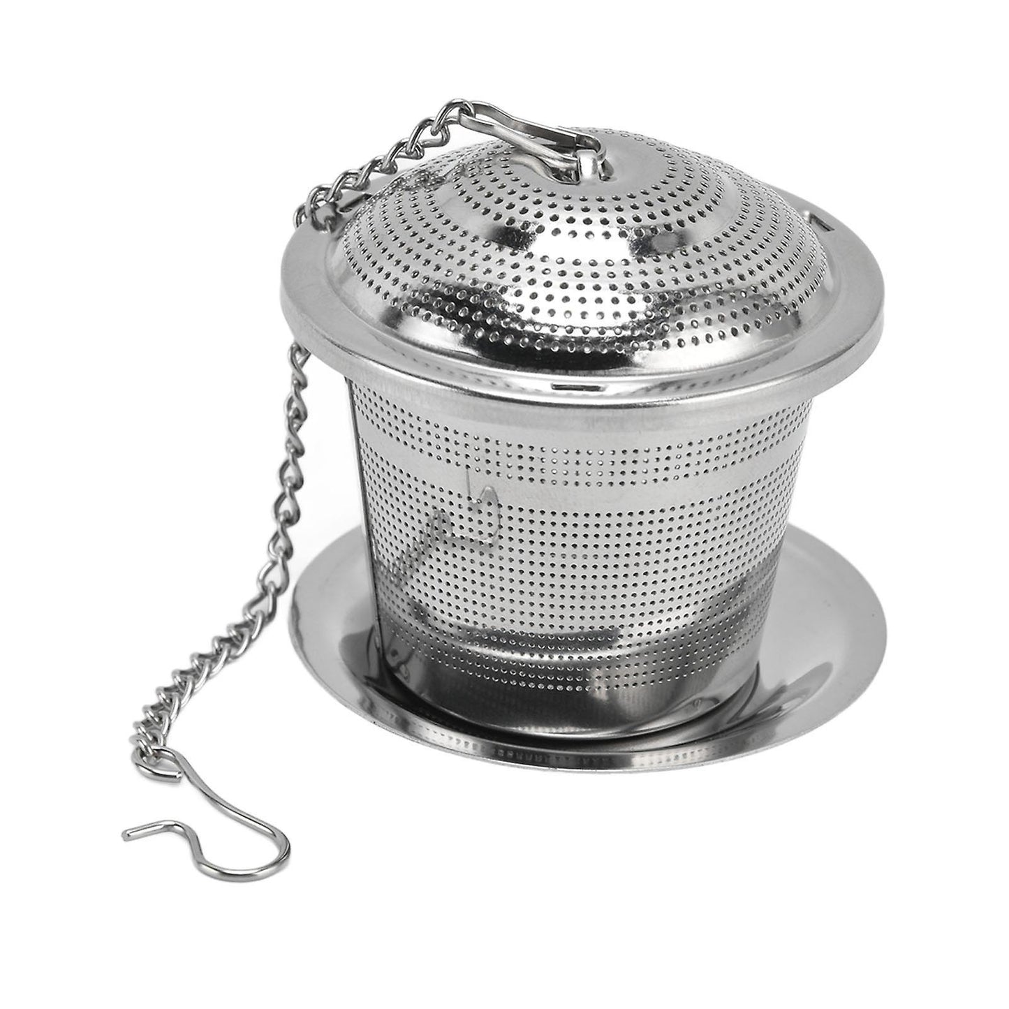 Barrel Shaped Stainless Steel Tea Strainer Infuser with Saucer 6.5cm