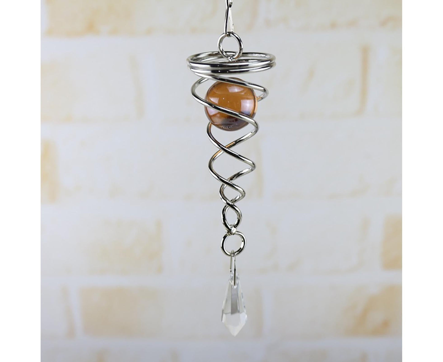 Square Rhombus Rotating Metal Spiral Tail Ball Wind Chime Pendant Home Decor- A