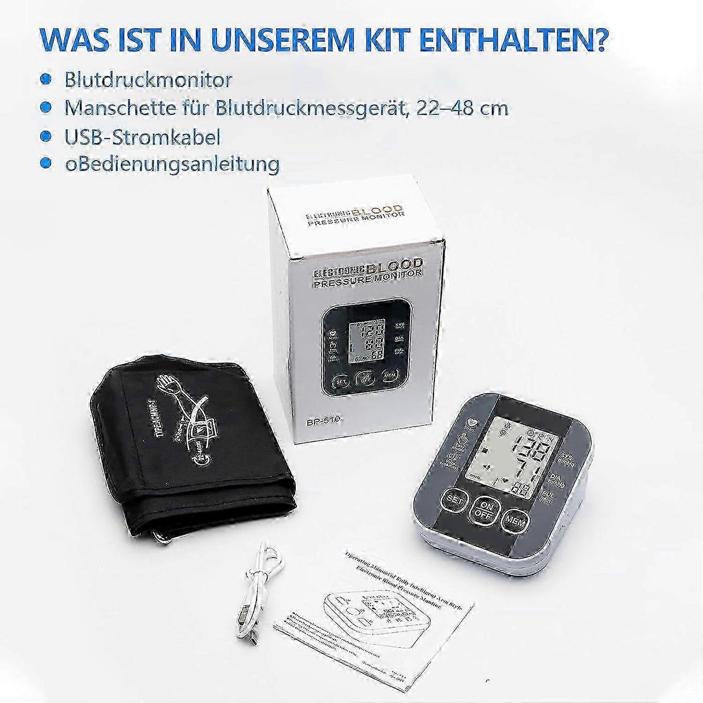Upper Arm Digital Device with Large Cuff for Home Use