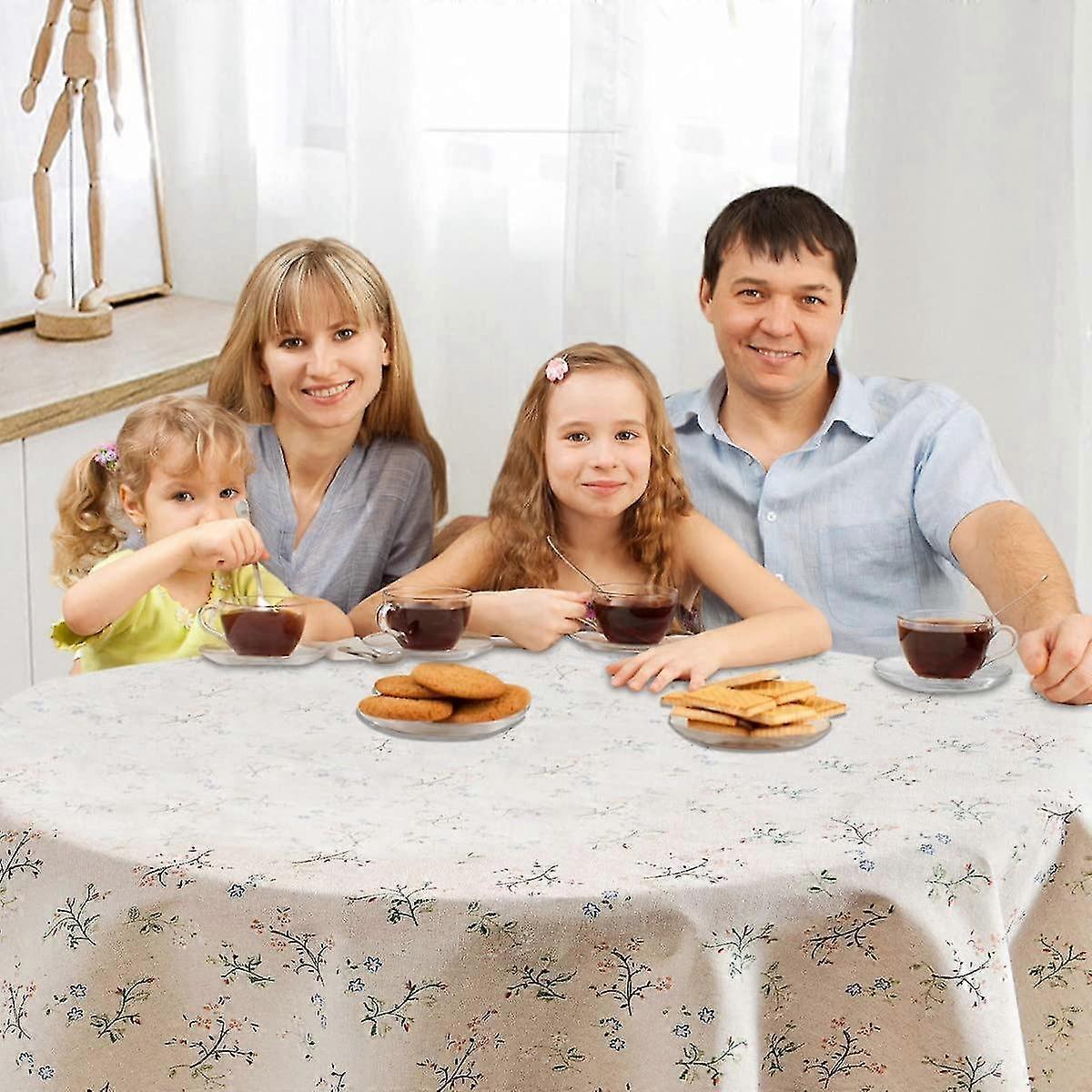 150cm Floral Printed Cotton Linen Round Tablecloth, Washable Fringed Round Table Cloth, Small Round Stain Proof Tablecloth Decorate Used For Dining Table