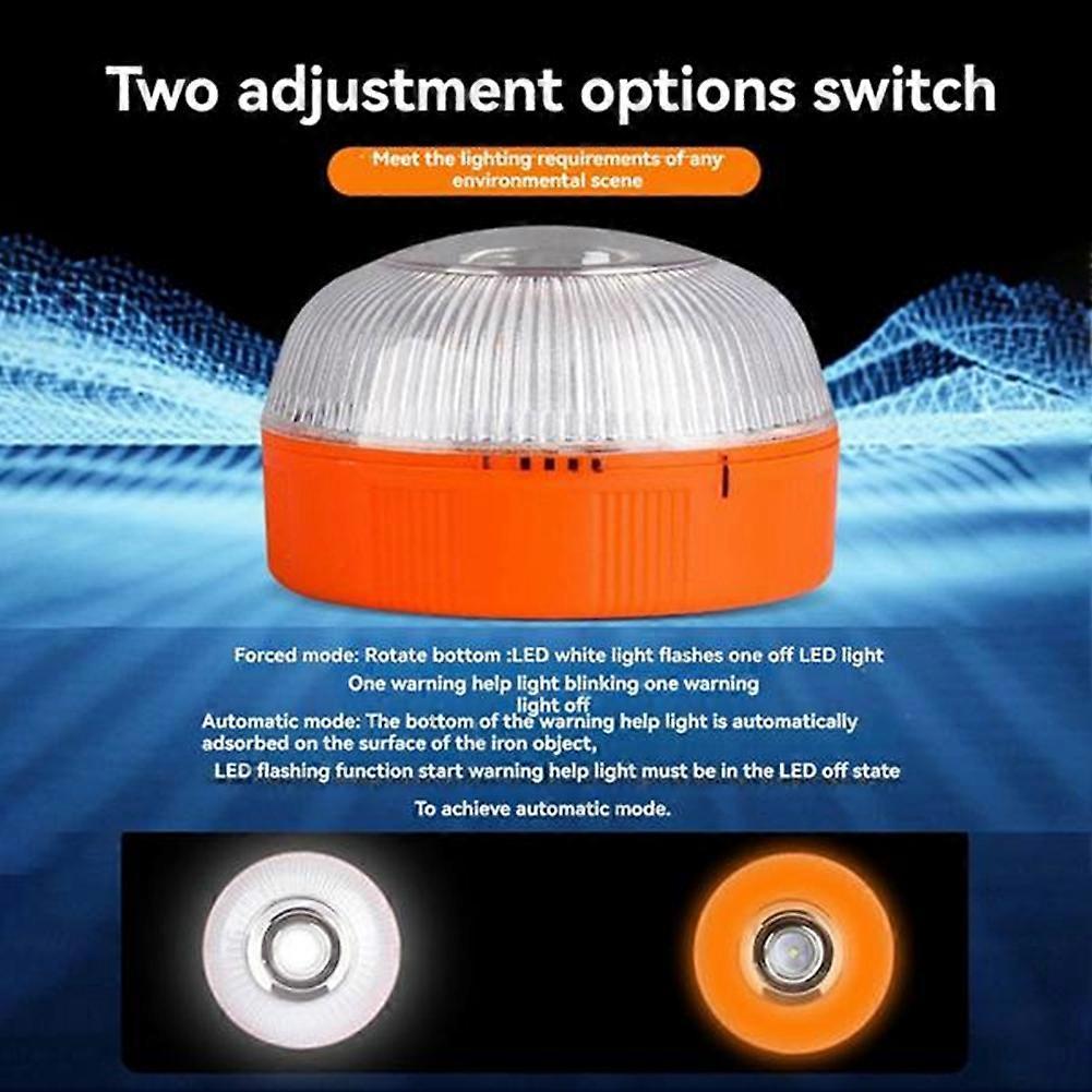 V16 Emergency LED Warning Lights 3PCS, White & Yellow Traffic Security Lamp