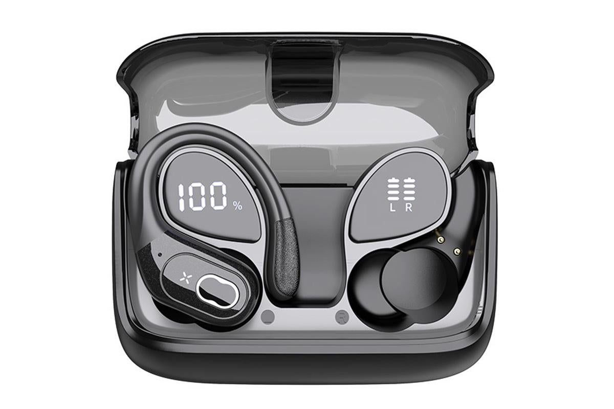 Wireless Bluetooth 5.4 Headphone Over Ear Bud IPX5 Waterproof Earphone for Sport Running - Black