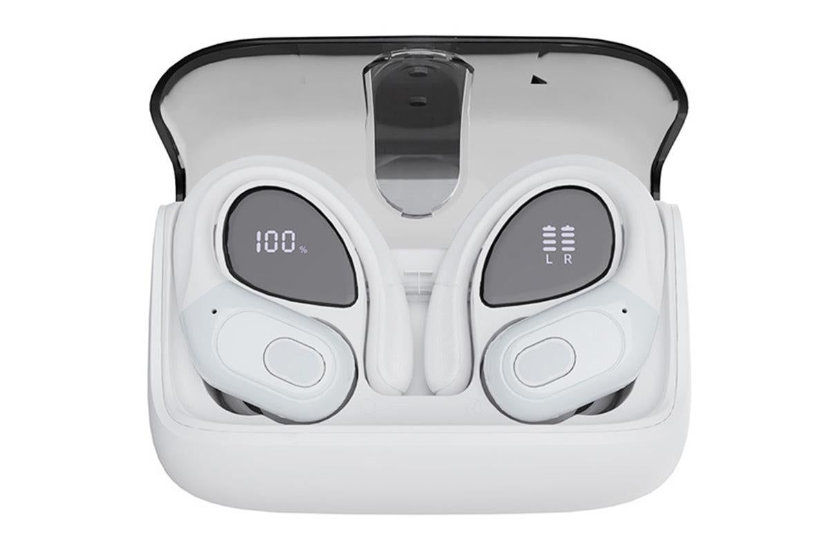 Wireless Bluetooth 5.4 Headphone Over Ear Bud IPX5 Waterproof Earphone for Sport Running - White