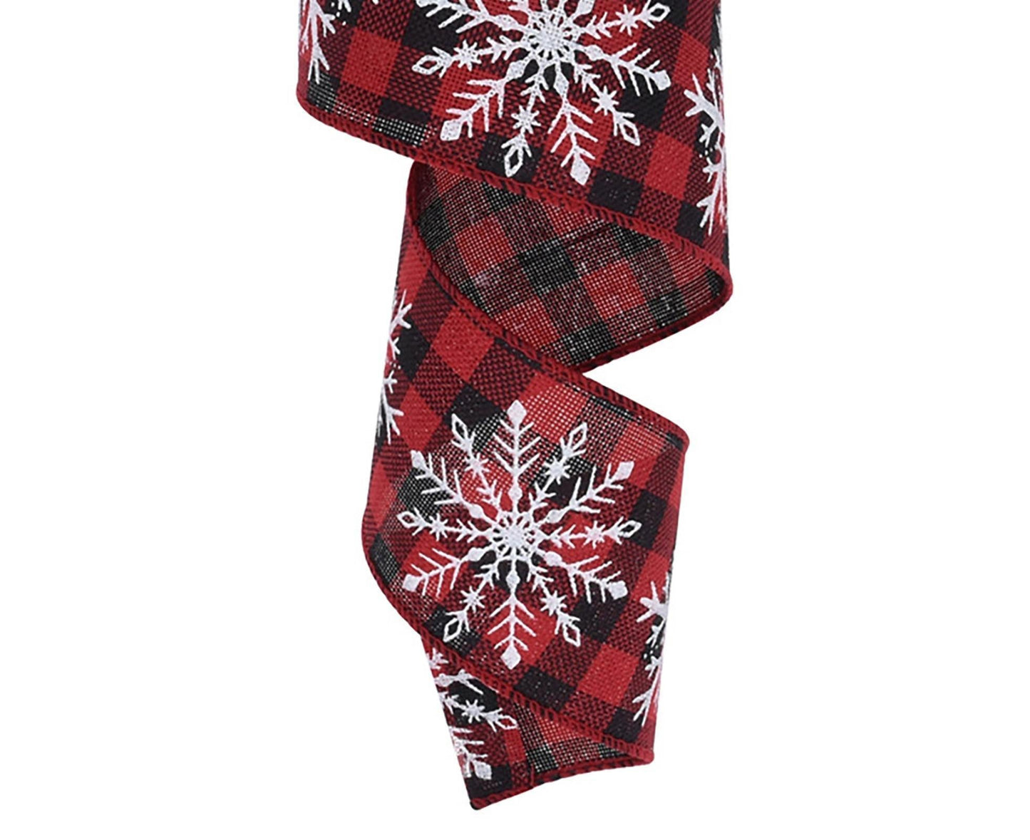 Imitation Flax Xmas Ribbon-Red Black 6cm