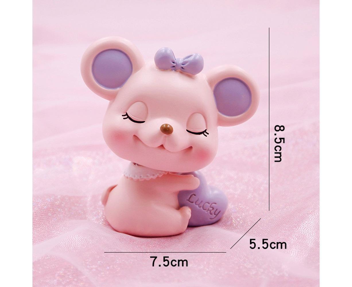 Resin Cartoon Nodding Mouse Car Dashboard Bedside Ornament 2020 New Year Gift-Blue