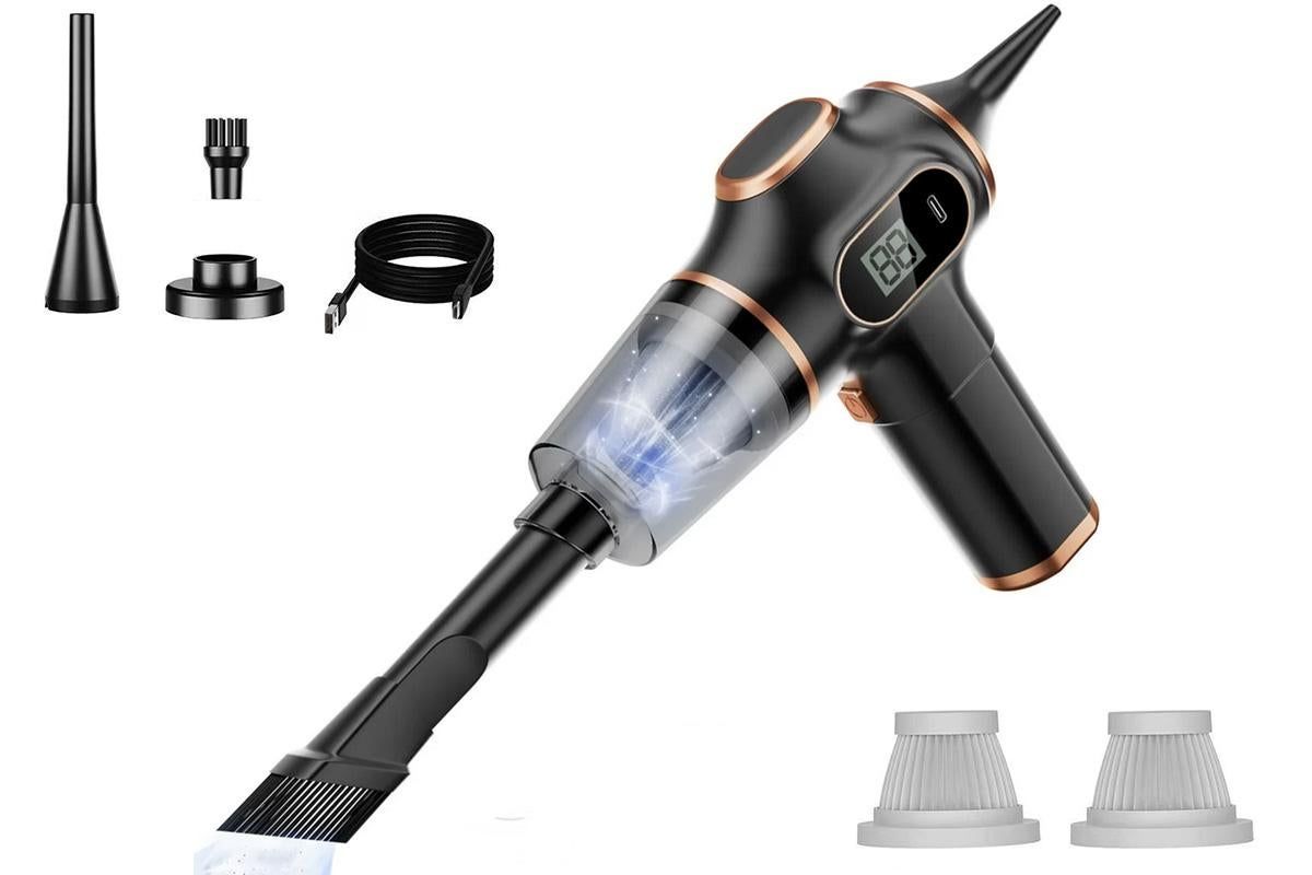 Car Vacuum Portable Cordless 2 in 1 Vacuum Cleaner Air Duster Handheld Vacuum Cordless with 3000mAh Battery - Blue