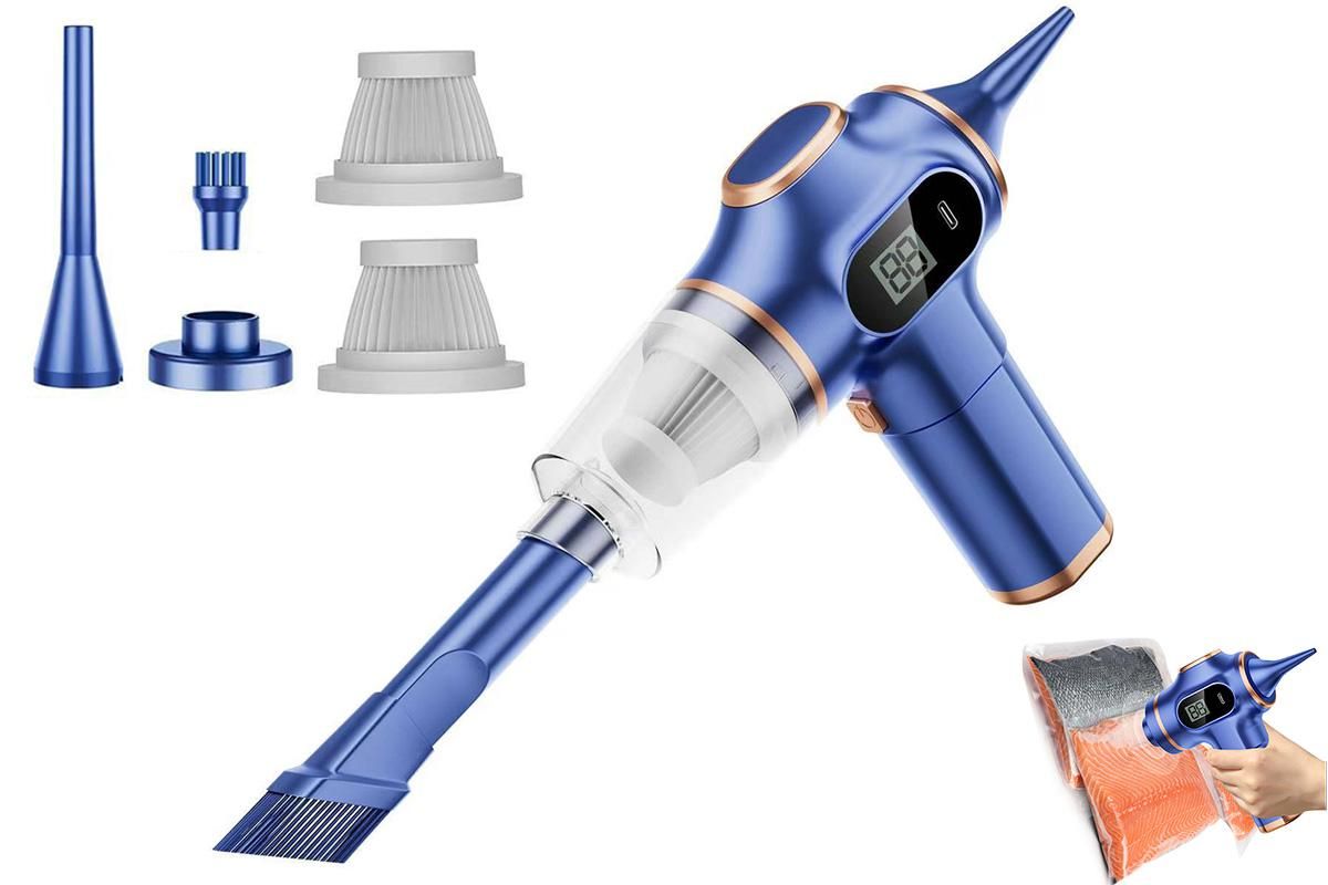 Car Vacuum Portable Cordless 2 in 1 Vacuum Cleaner Air Duster Handheld Vacuum Cordless with 3000mAh Battery - Black