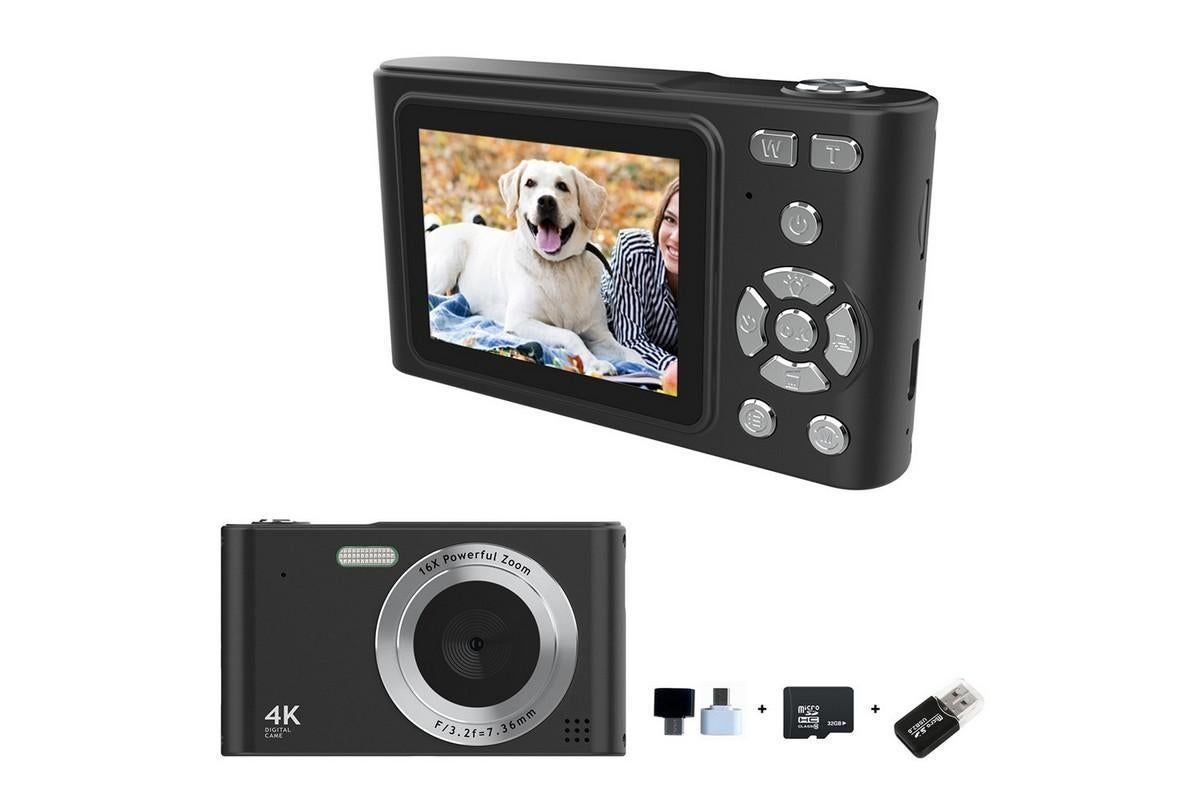 4K Digital Camera for Photography Vlogging Camera for YouTube Video 16X Digital Zoom with 32G Memory Card - Gold