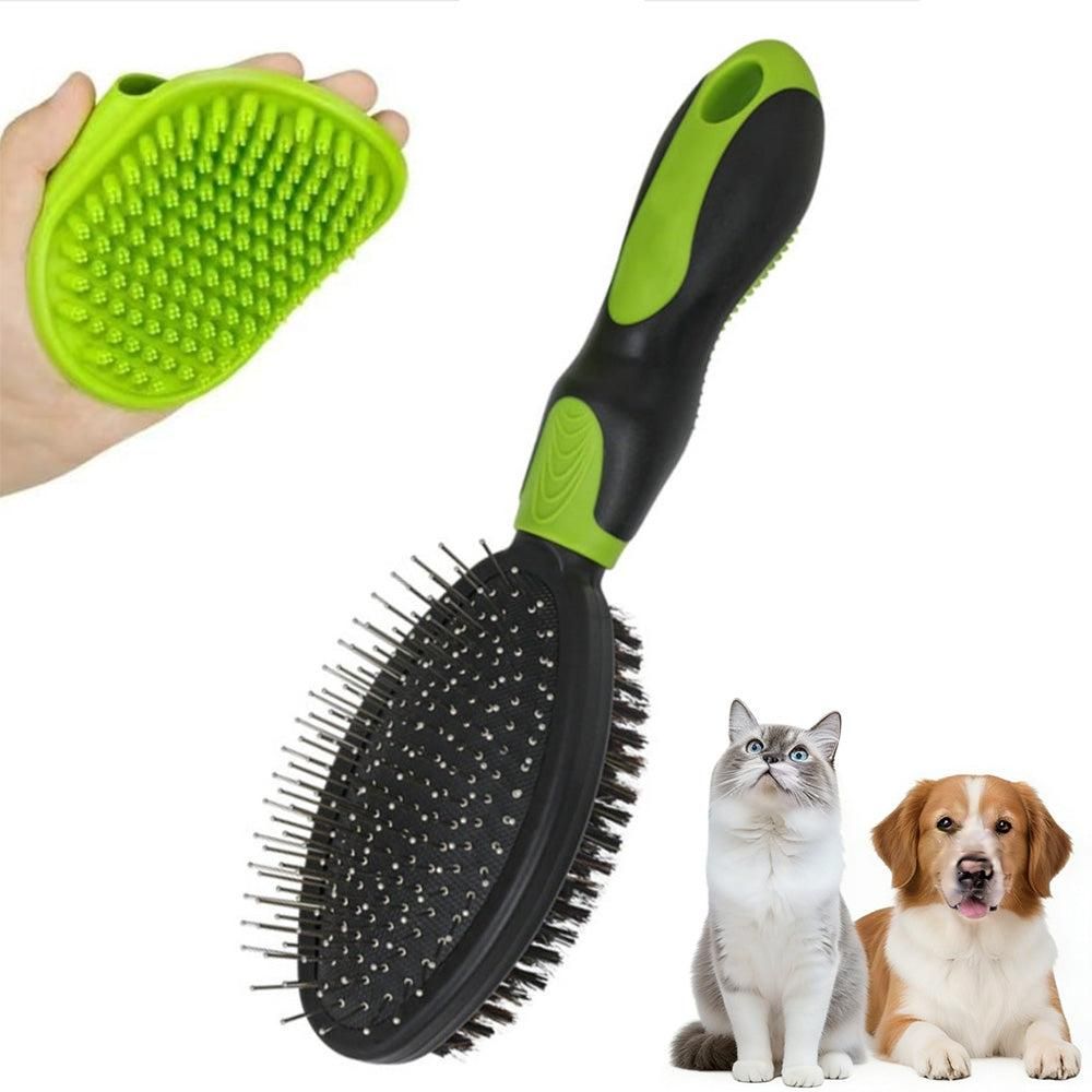 2PCS Pet Grooming Tools Double-Sided Brush for Shedding and Bathing for Short/Long Haired Dogs Cats Purple