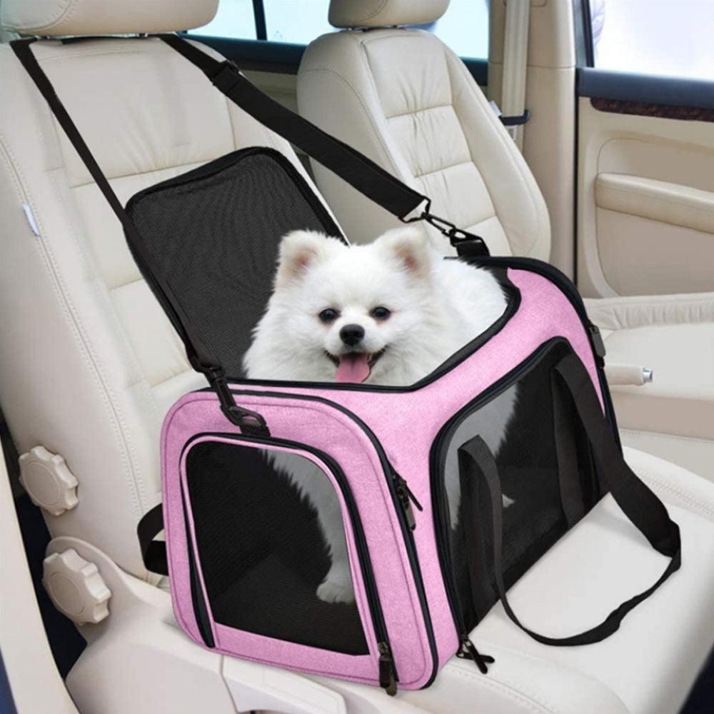 Foldable Travel Pet Carrier Bag Portable Cat Dog Kennel Bag Pink - L