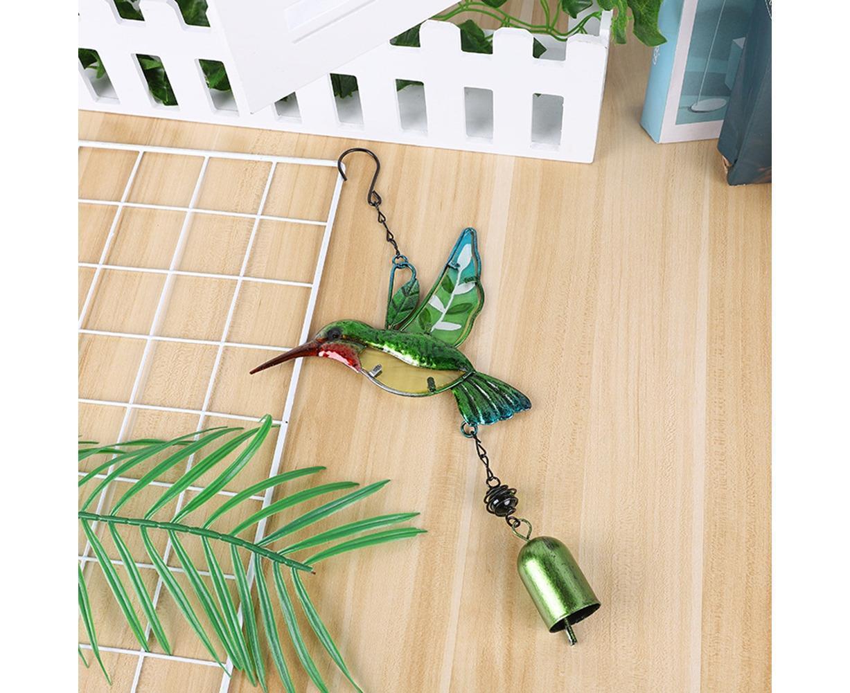 Cute Hummingbird Metal Tubes Wind Chime Bell Home Yard Wall Hanging Ornament-Blue Wind Chime Tube