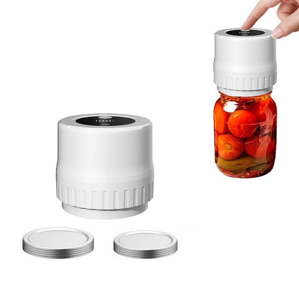 Automatic Vacuum Sealer Kit for Regular Mason Jars Rechargeable Electric Sealer with 10 Sealing Lids Black